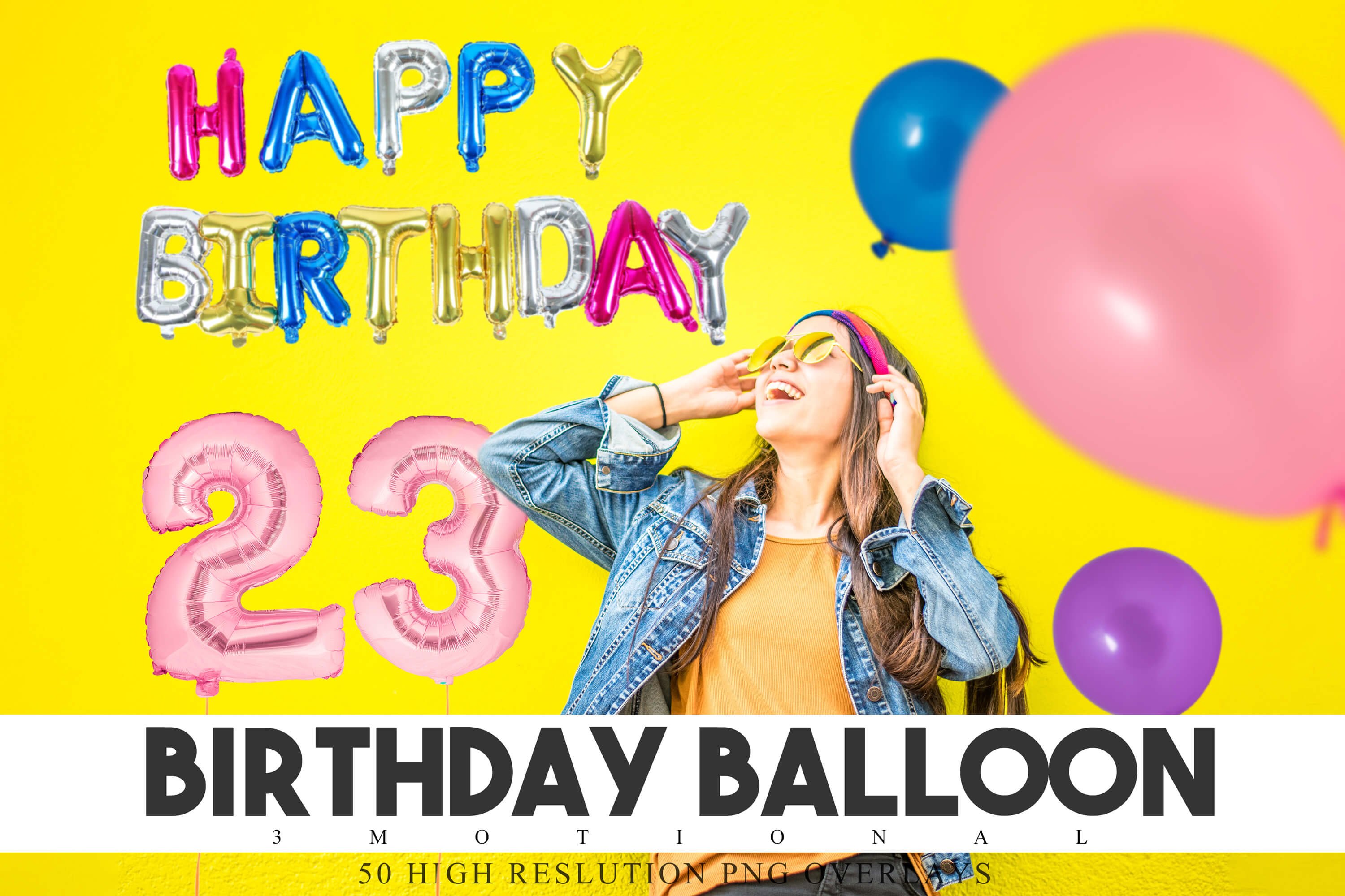 50款高清生日数字字母气球PNG叠加层图片素材 50 Birthday Balloon PNG Overlays_img_2