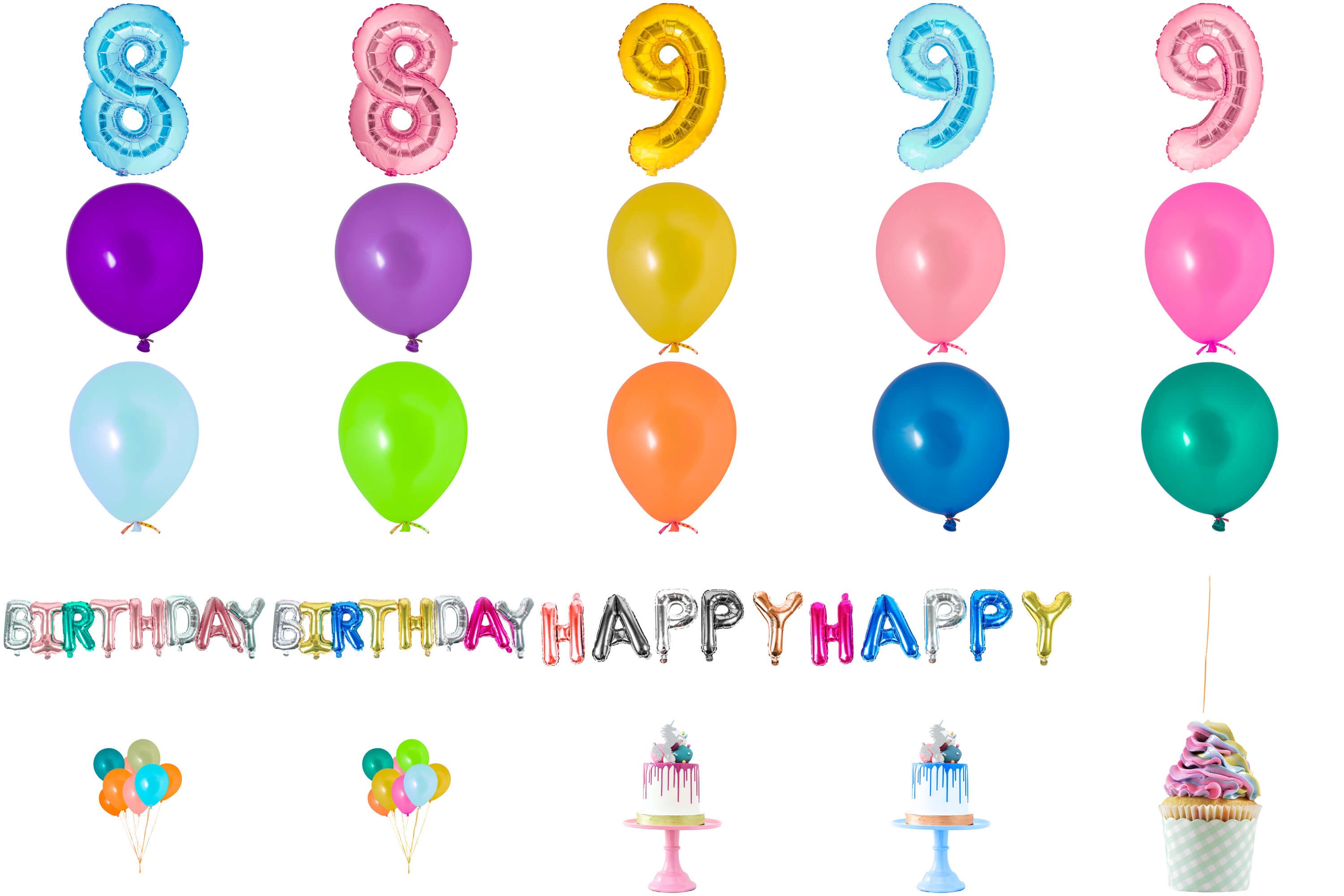 50款高清生日数字字母气球PNG叠加层图片素材 50 Birthday Balloon PNG Overlays_img_2