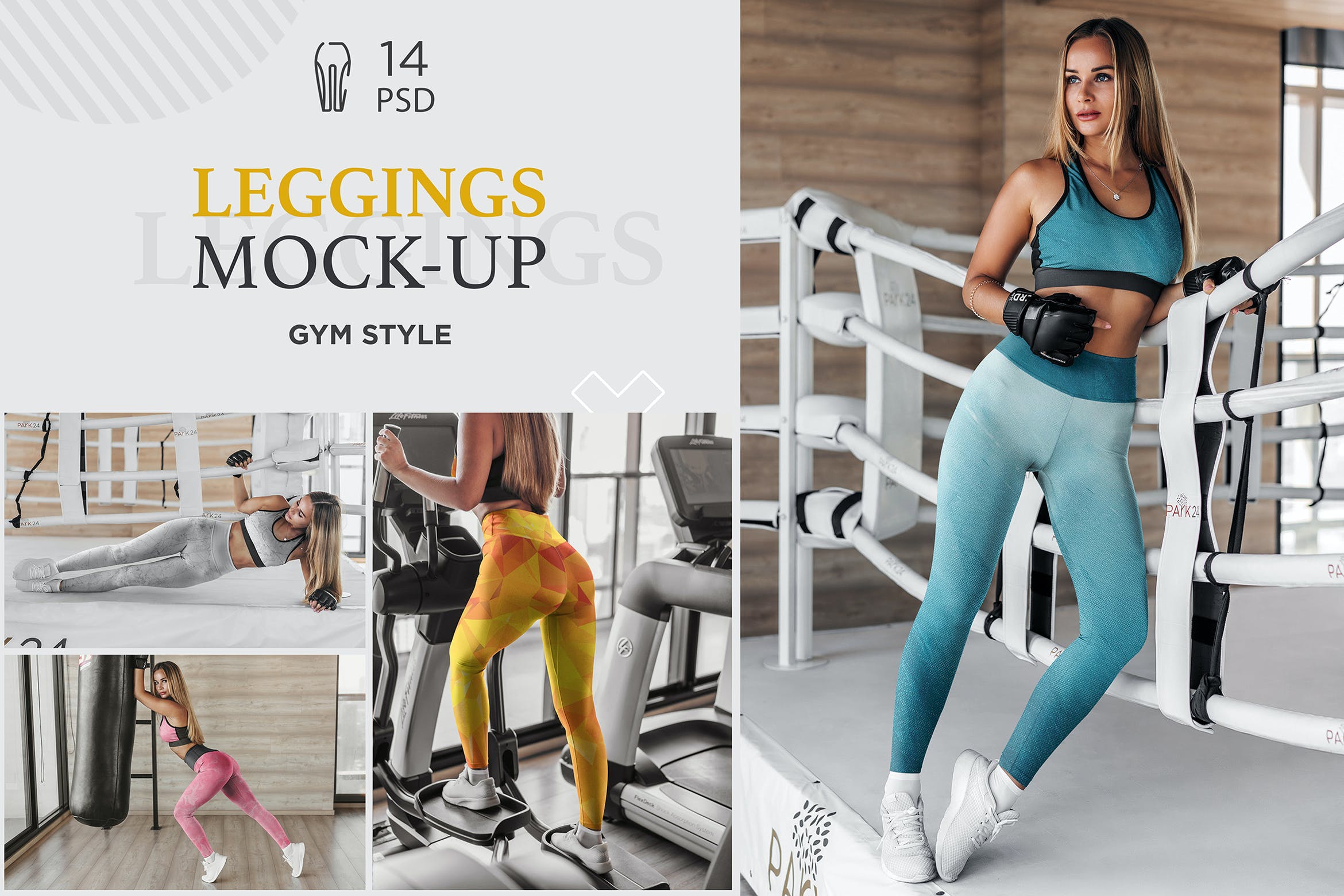 14款女士运动紧身衣打底裤设计展示样机 Leggings Mockup Gym Style_img_2