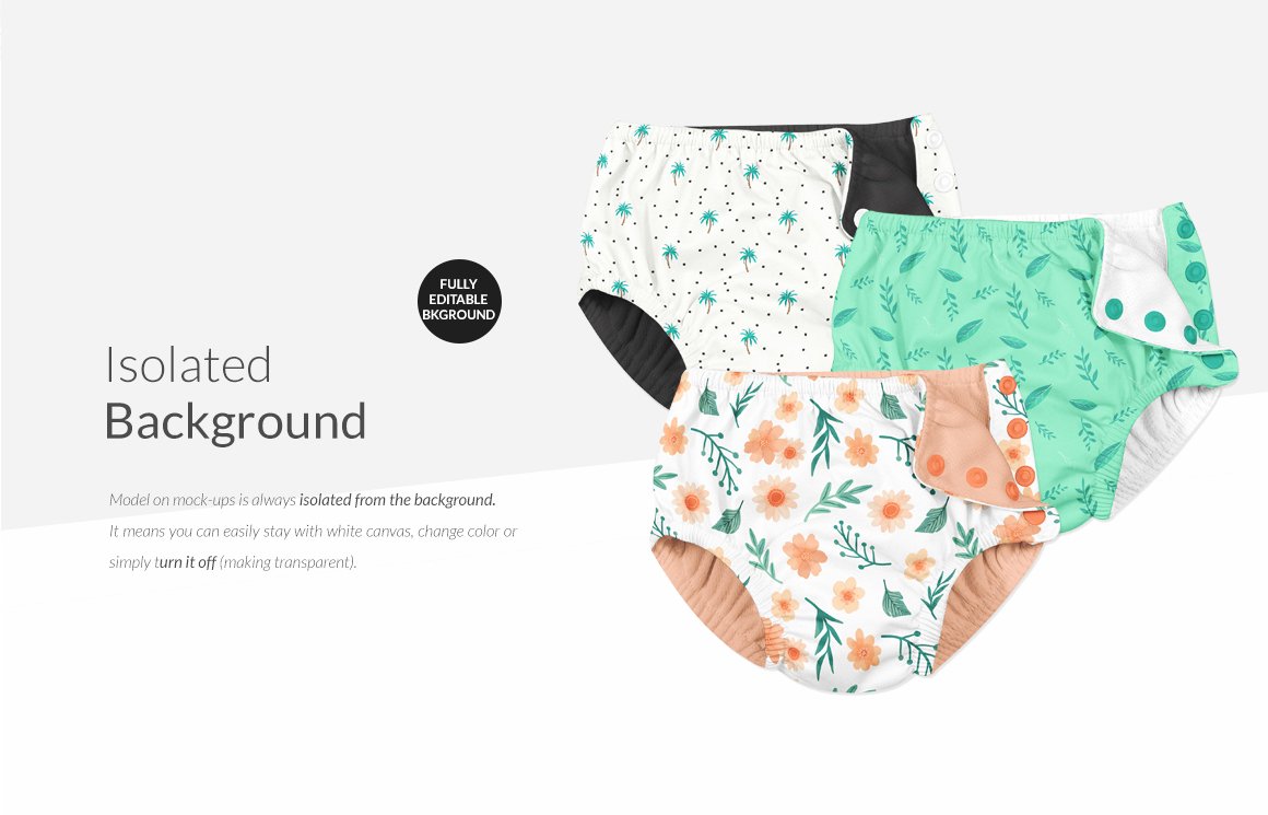 婴儿游泳纸尿裤印花设计展示样机集 Baby Swim Diaper Mockups Set_img_2