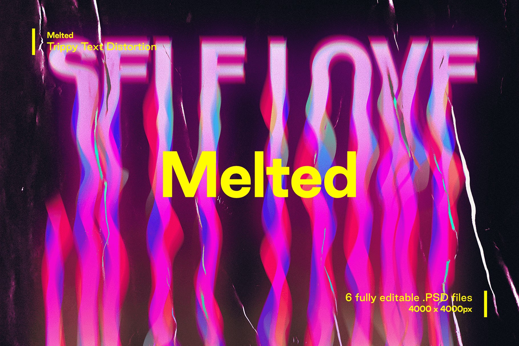 潮流炫酷抽象艺术失真故障扭曲海报标题特效字体样式模板 Melted - Trippy Text Distortions_img_2