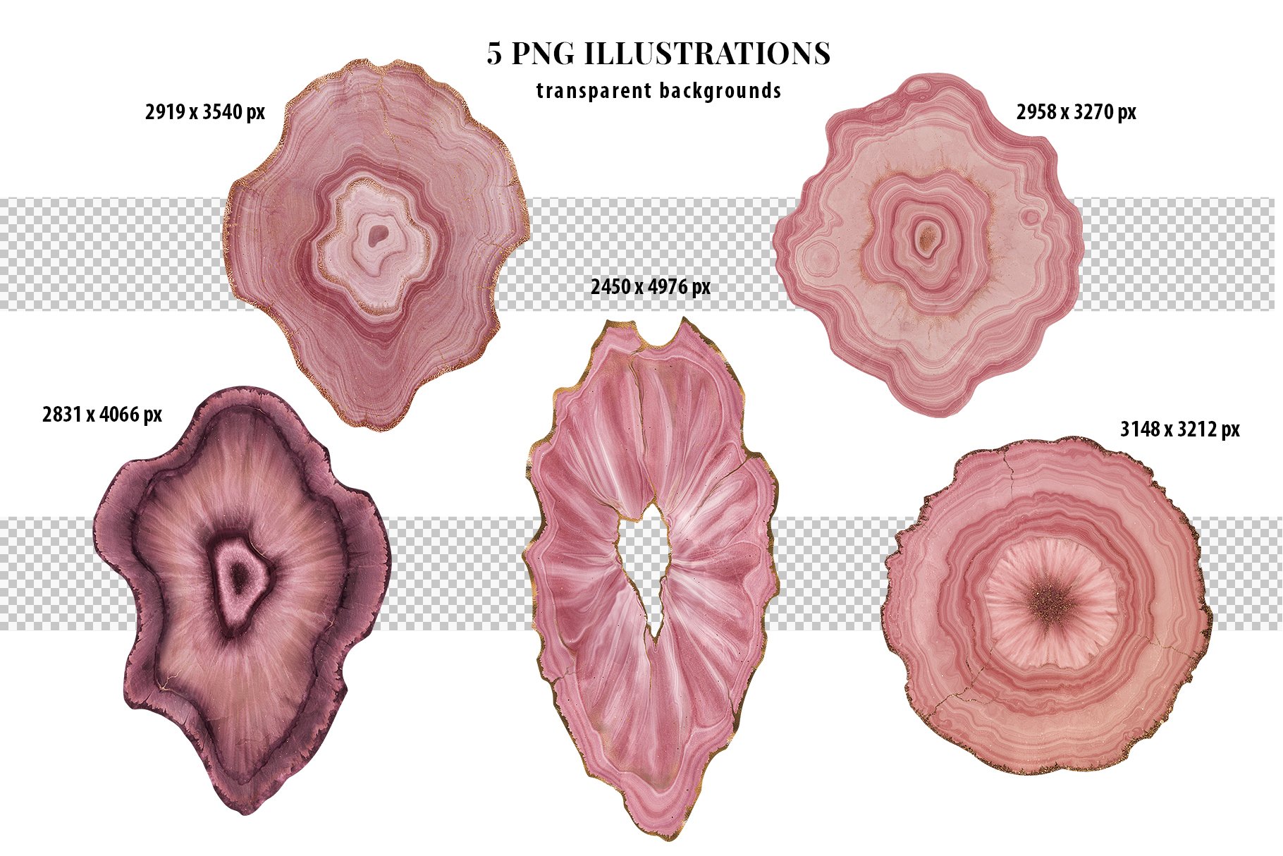 高清柔和粉色玛瑙纹理背景PNG免抠图片素材 Pink Agate Illustrations & Textures_img_2