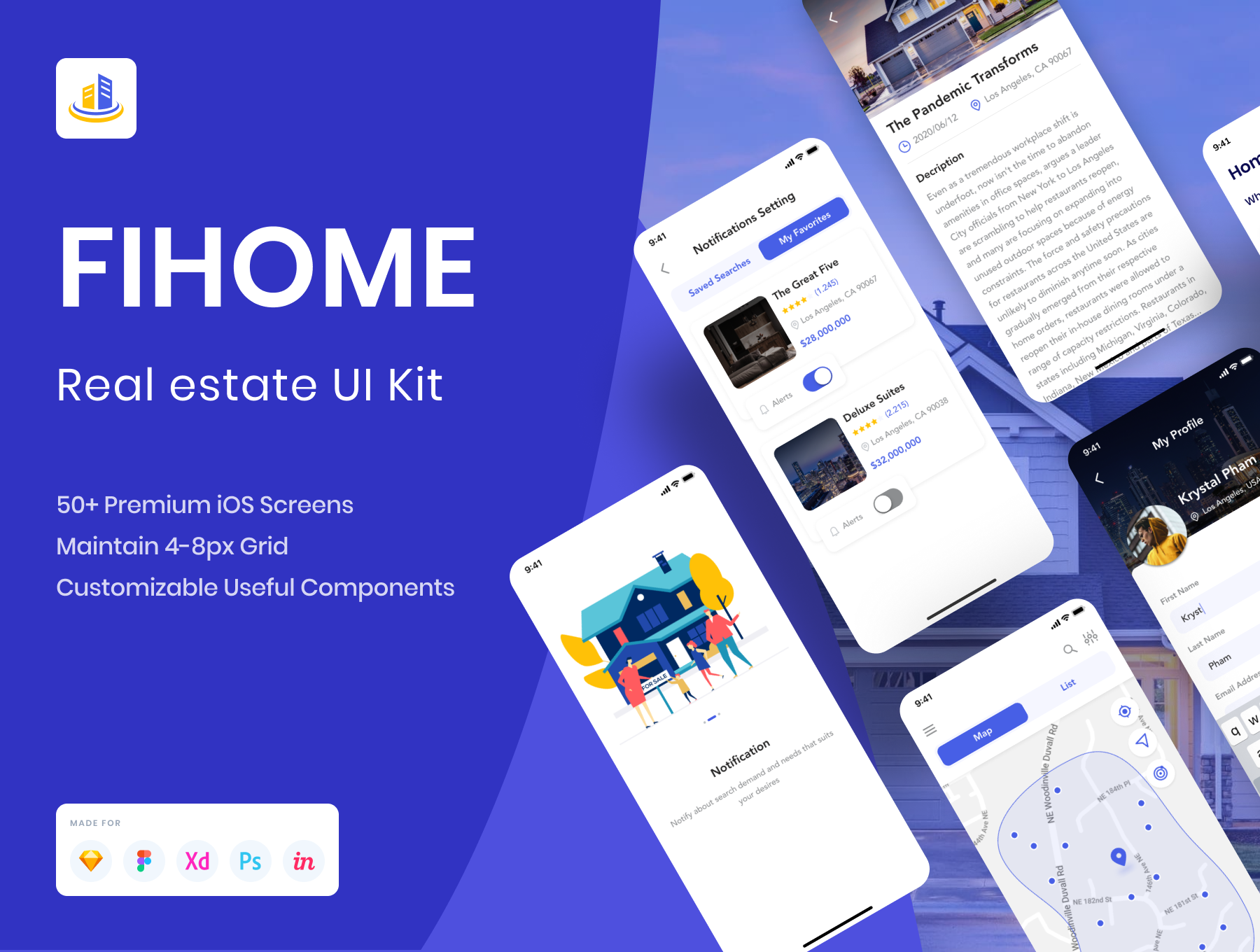 房地产房屋在线租赁销售应用APP UI套件 FiHome - Real estate UI Kit_img_2