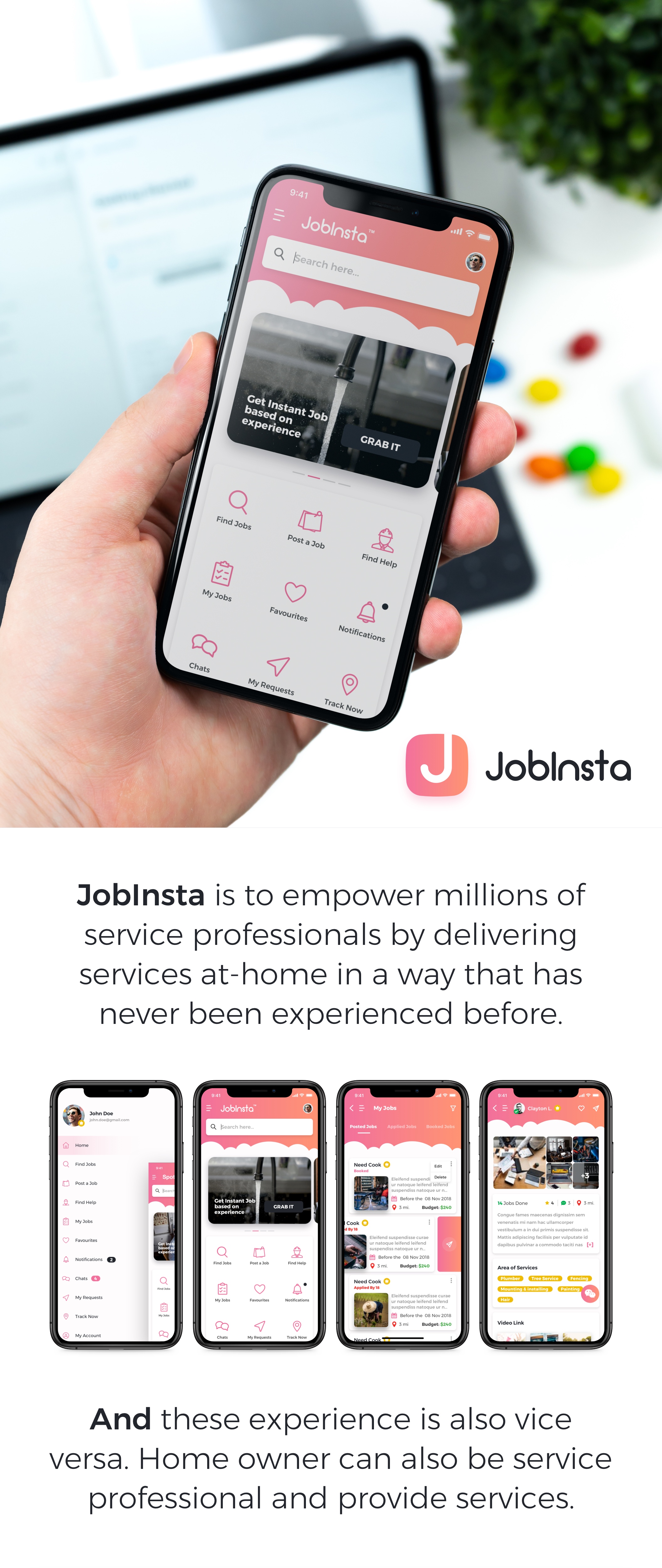 求职家政服务应用APP设计UI套件 JobInsta UI Kit_img_2