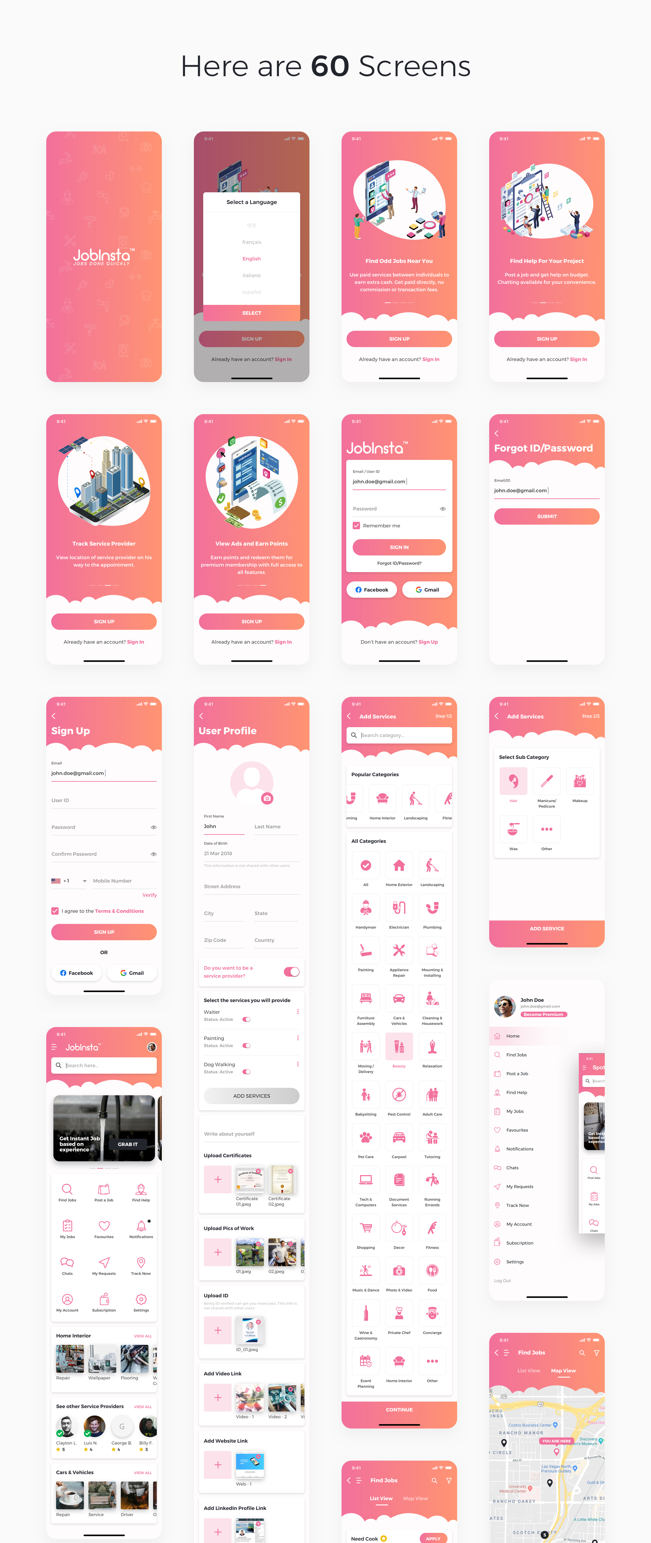 求职家政服务应用APP设计UI套件 JobInsta UI Kit_img_2