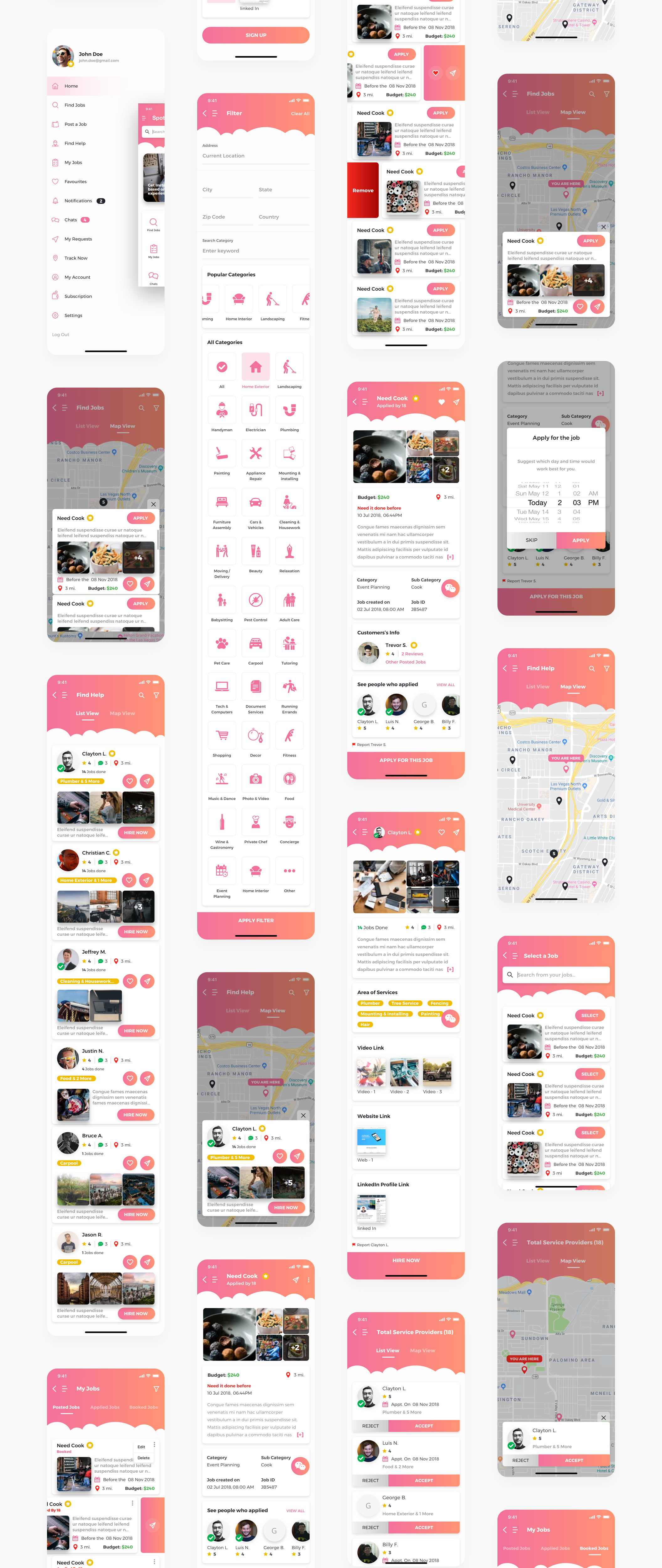 求职家政服务应用APP设计UI套件 JobInsta UI Kit_img_2