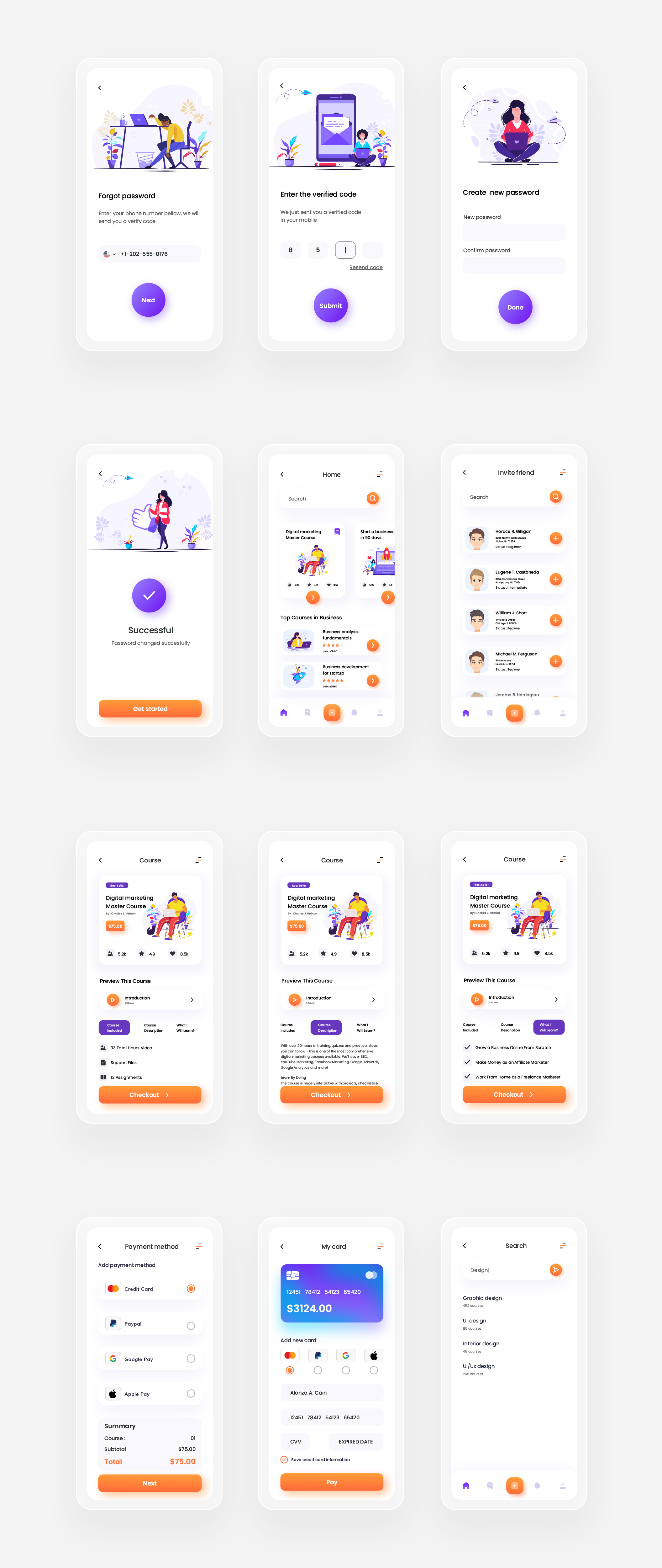 在线学习教育应用程序APP UI套件 Horbax Online Learning App UI Kit_img_2