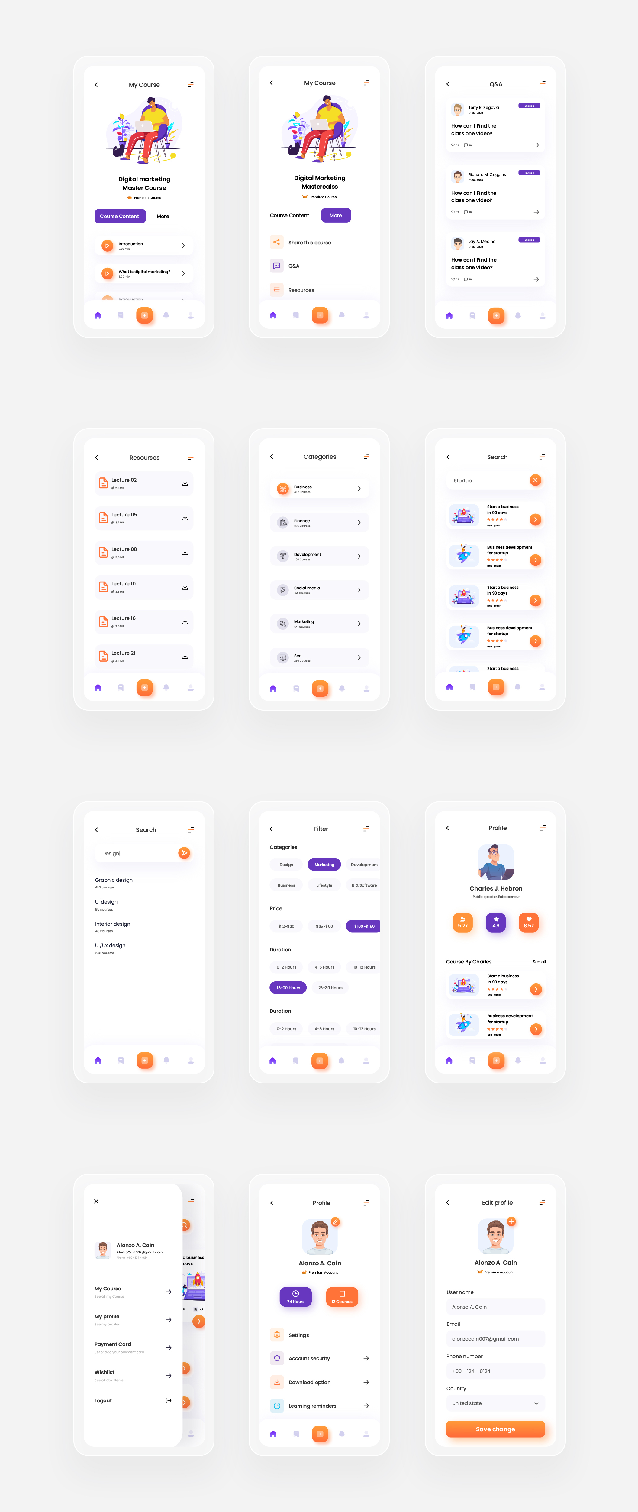 在线学习教育应用程序APP UI套件 Horbax Online Learning App UI Kit_img_2