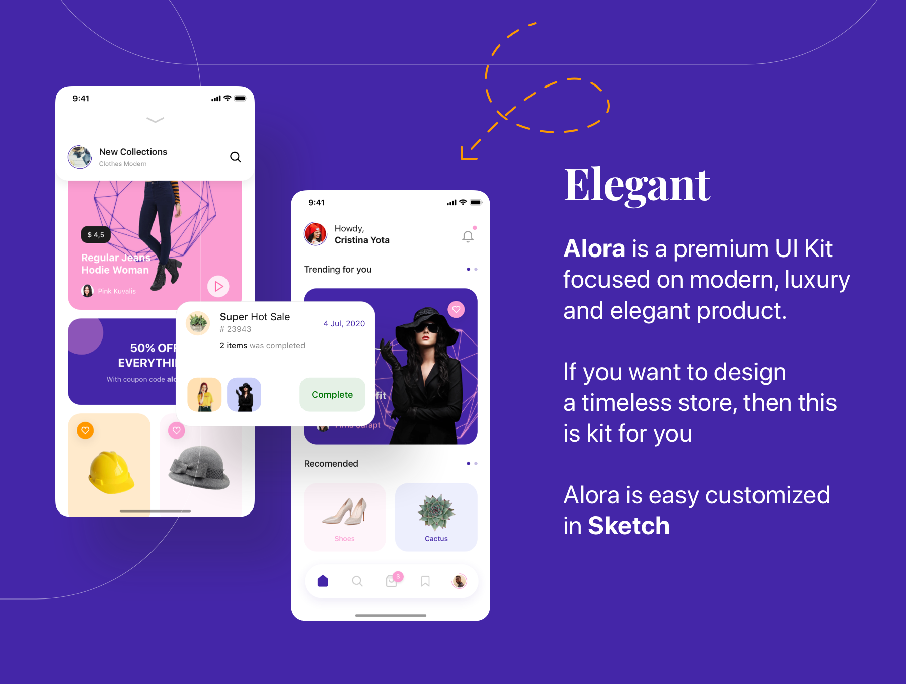 时装电子商城iOS应用程序APP UI套件SKETCH模板 Alora Fashion Shop UI Kit_img_2