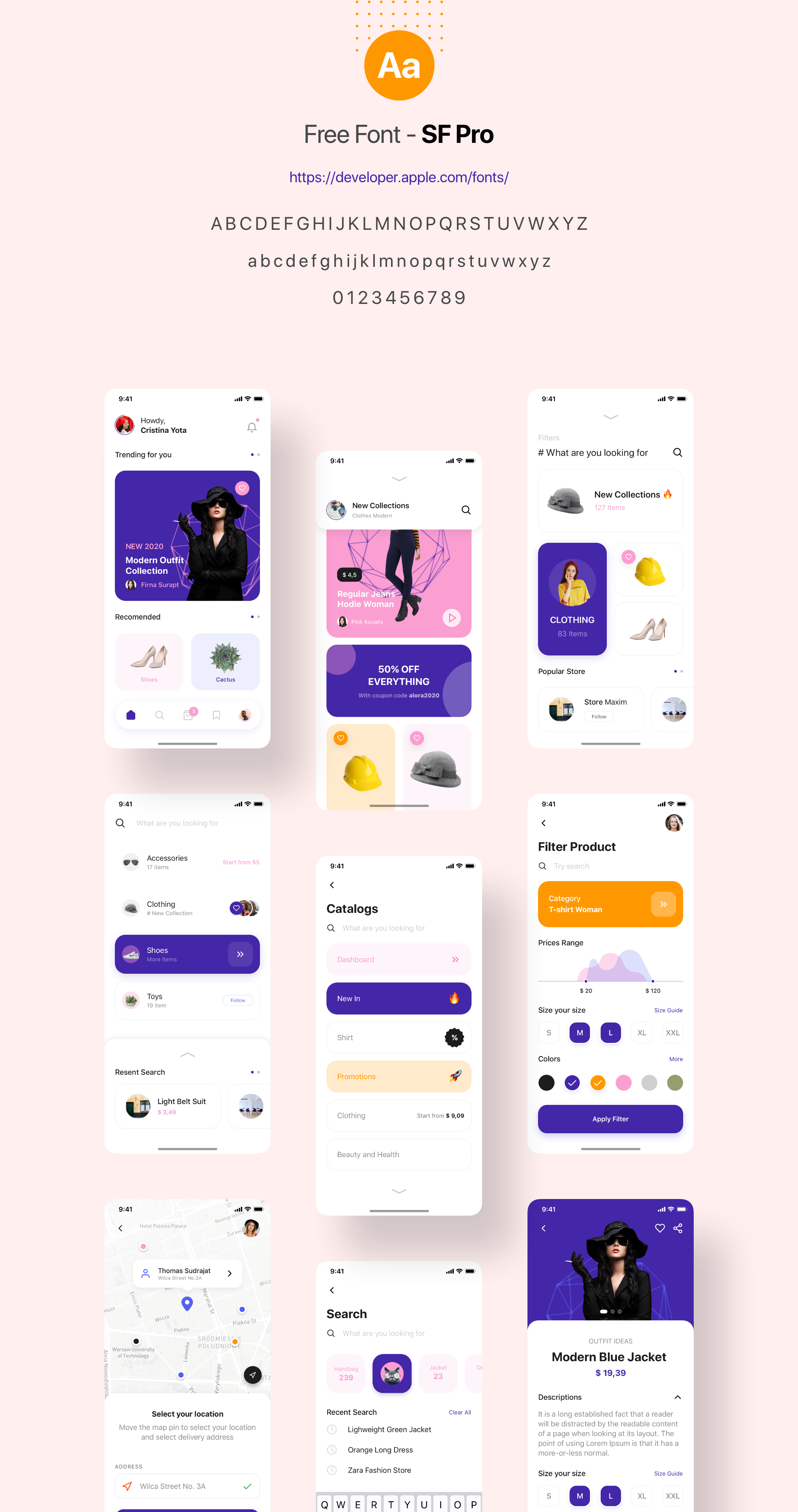 时装电子商城iOS应用程序APP UI套件SKETCH模板 Alora Fashion Shop UI Kit_img_2