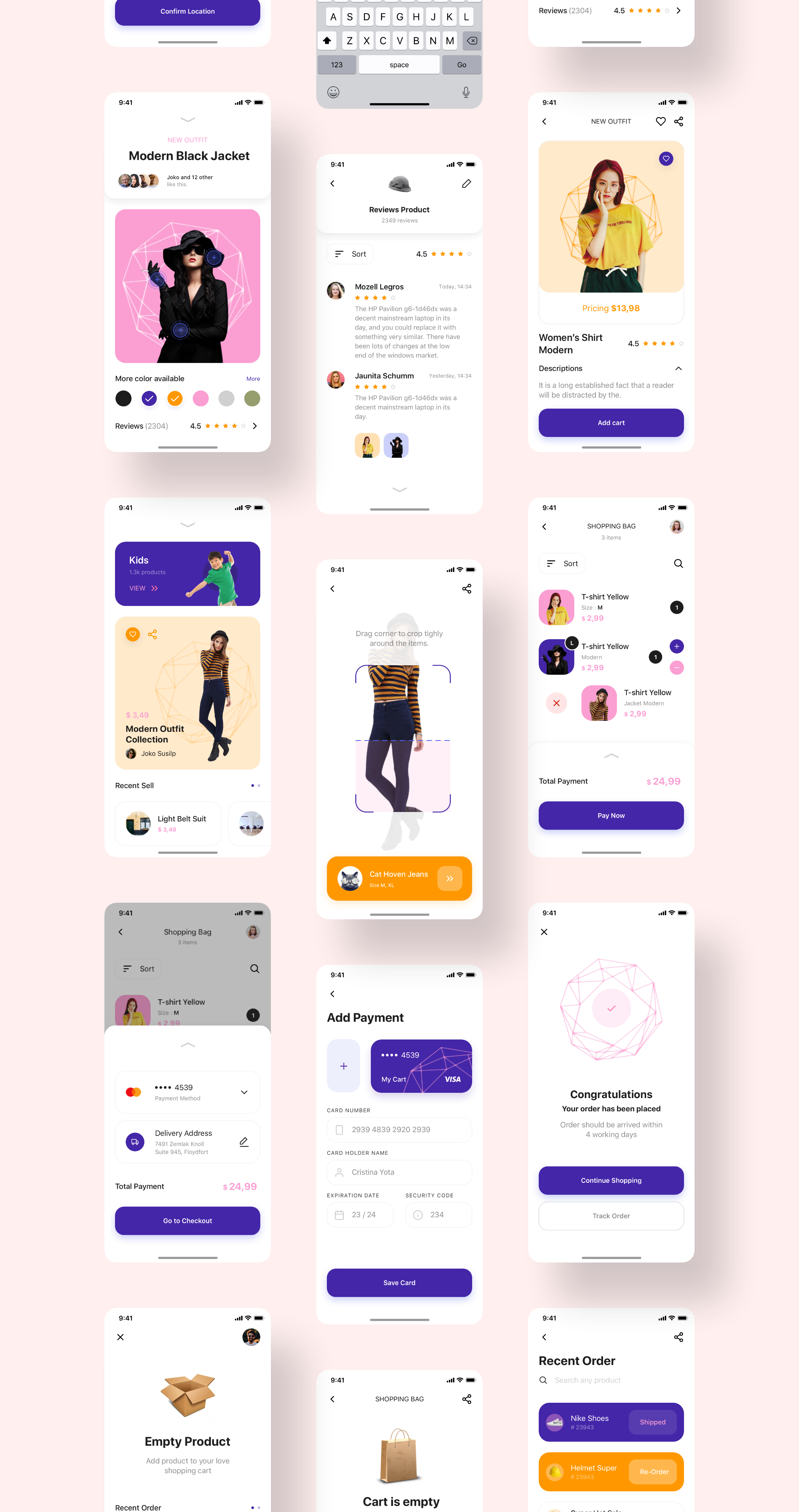 时装电子商城iOS应用程序APP UI套件SKETCH模板 Alora Fashion Shop UI Kit_img_2