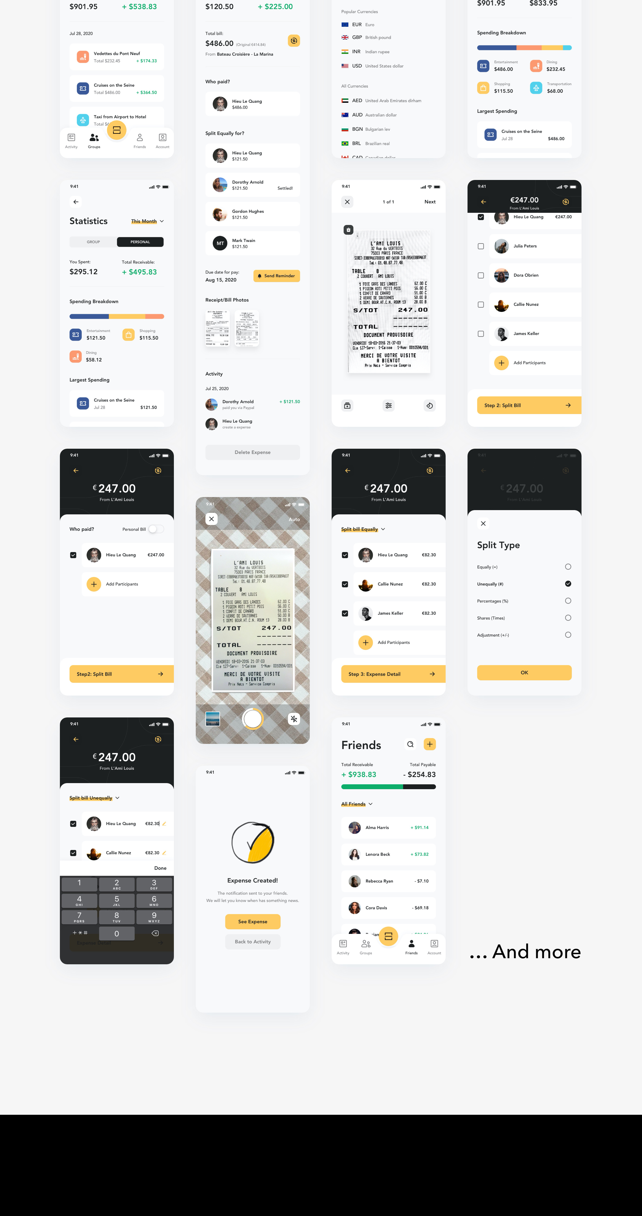 货币金融财务账单管理APP应用设计UI套件 Fairpay - Split Bill App UI Kit_img_2