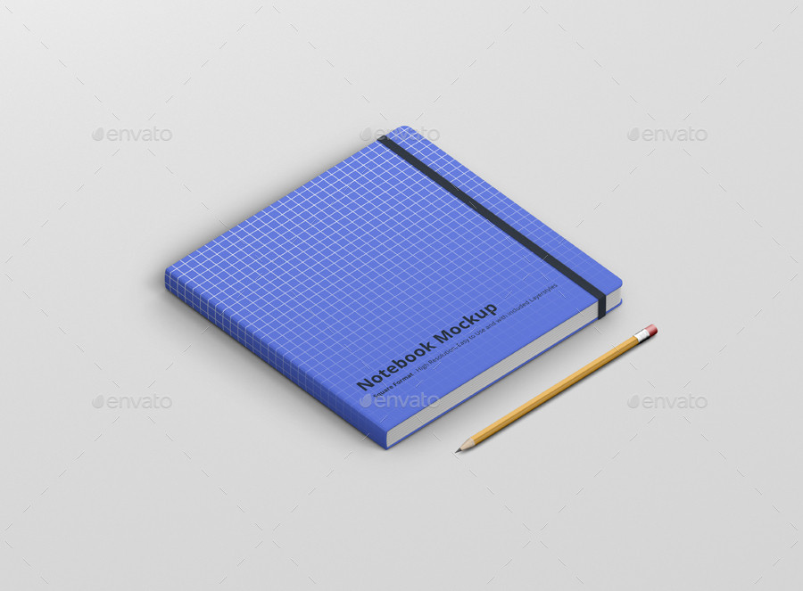 8款正方形笔记本设计展示样机模板 Notebook Mockup Square Format_img_2