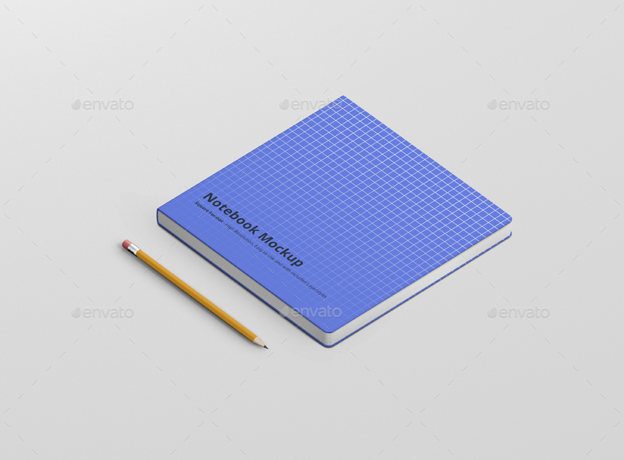 8款正方形笔记本设计展示样机模板 Notebook Mockup Square Format_img_2