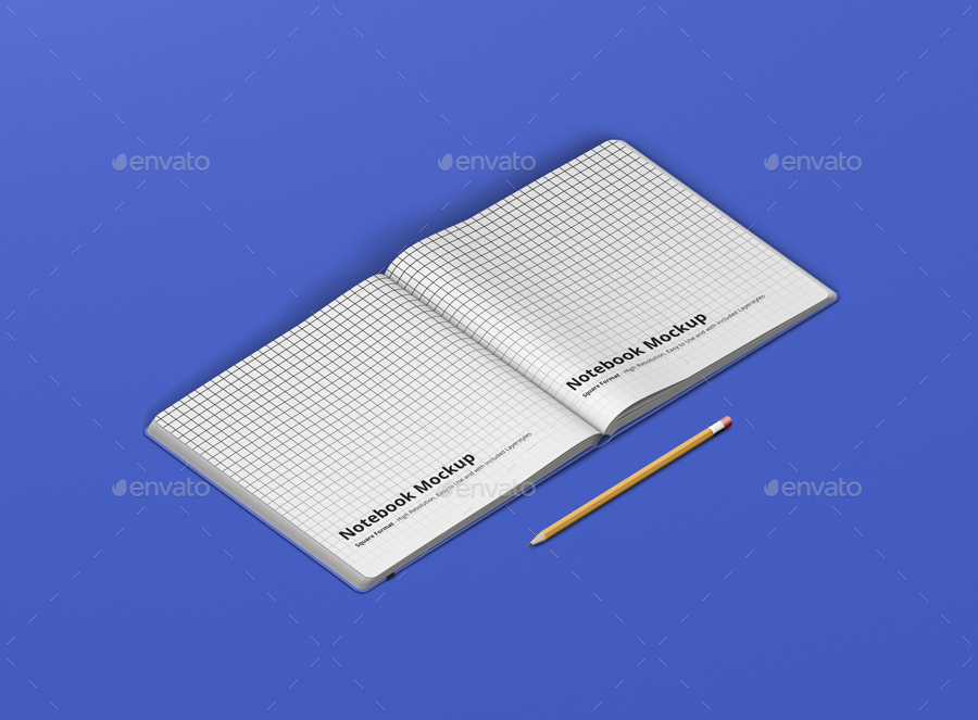 8款正方形笔记本设计展示样机模板 Notebook Mockup Square Format_img_2