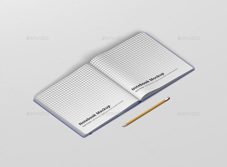 8款正方形笔记本设计展示样机模板 Notebook Mockup Square Format_img_2