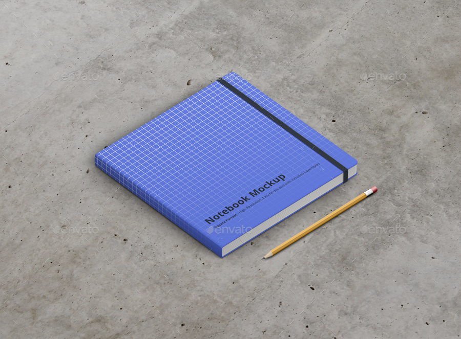 8款正方形笔记本设计展示样机模板 Notebook Mockup Square Format_img_2