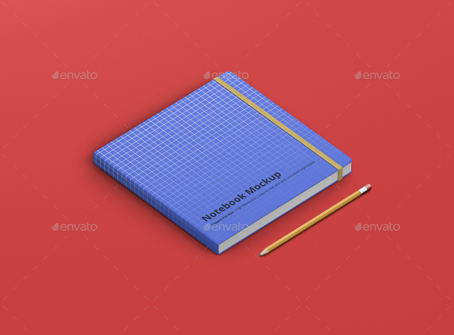 8款正方形笔记本设计展示样机模板 Notebook Mockup Square Format_img_2