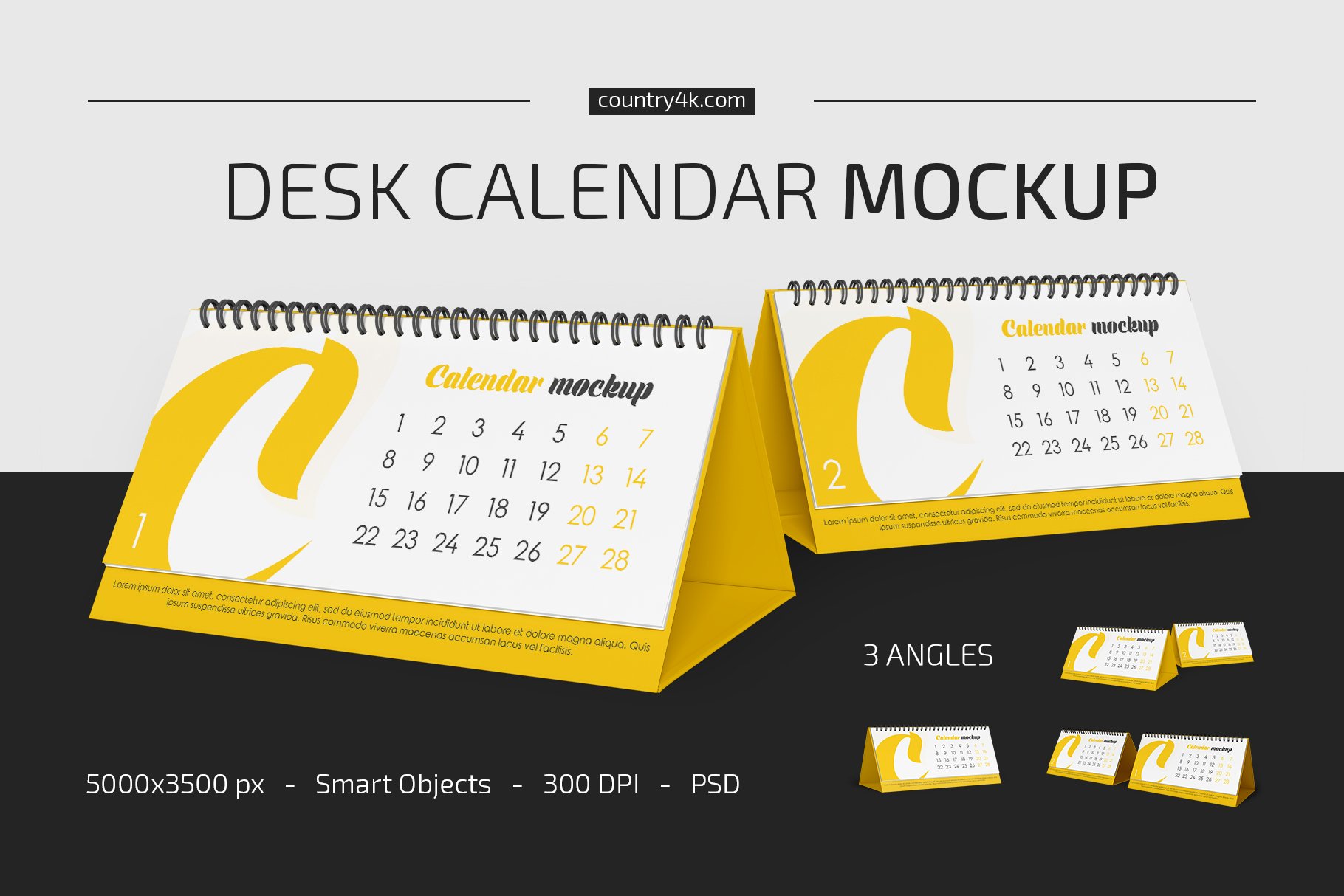 横版台历设计展示样机模板合集 Desk Calendar v01 Mockup Set_img_2