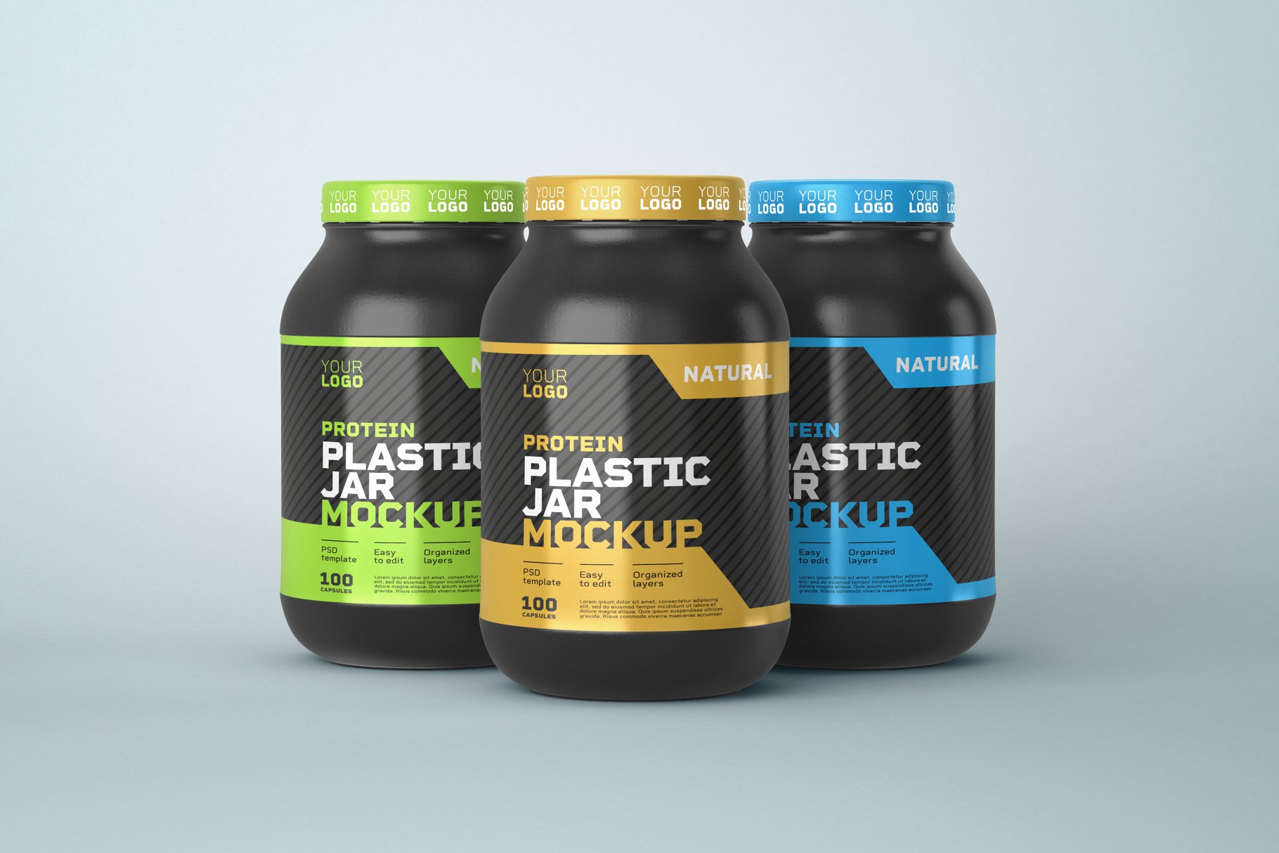 10款食物塑料罐标签设计展示样机模板 Food Supplement Plastic Jar Mockup_img_2