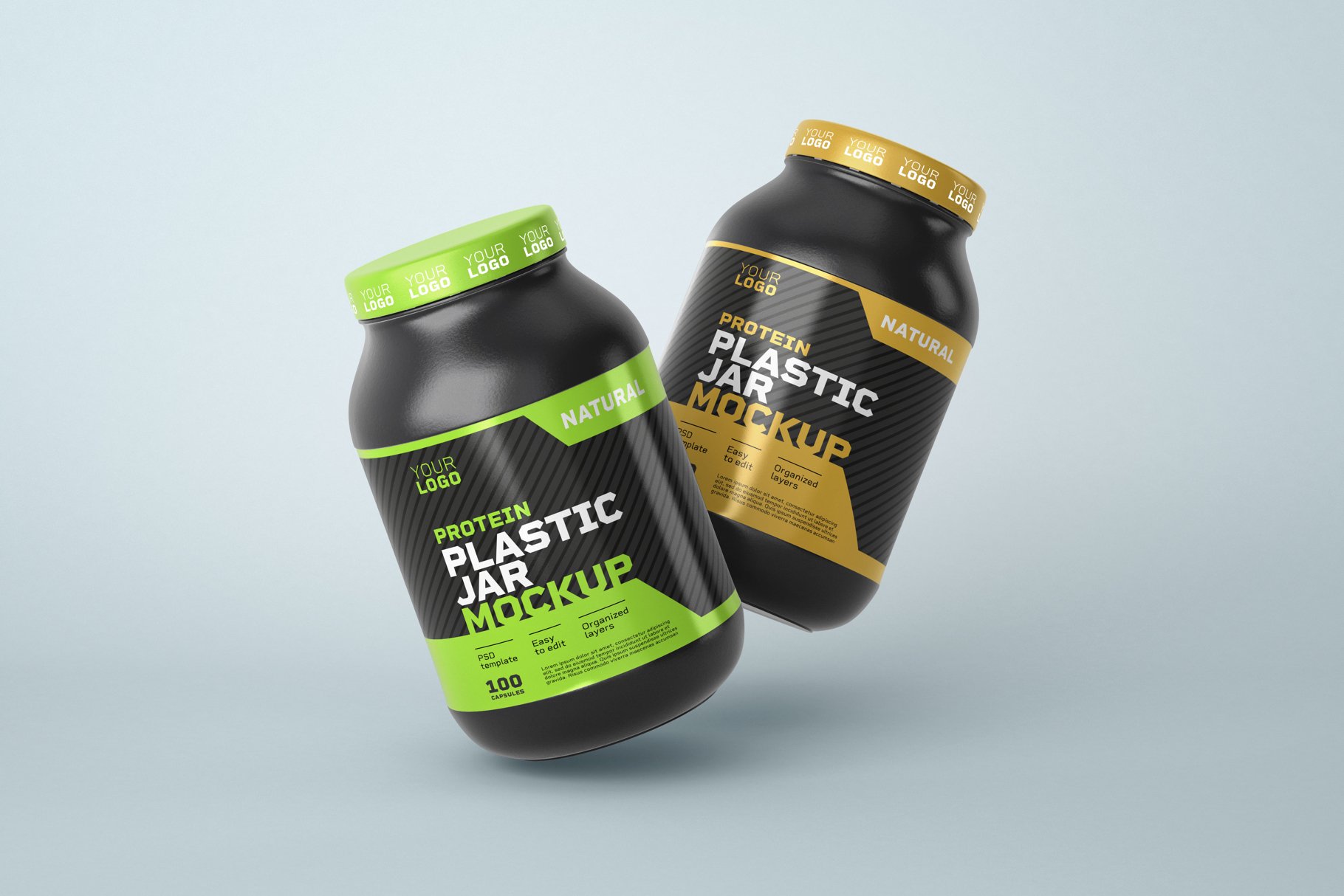 10款食物塑料罐标签设计展示样机模板 Food Supplement Plastic Jar Mockup_img_2