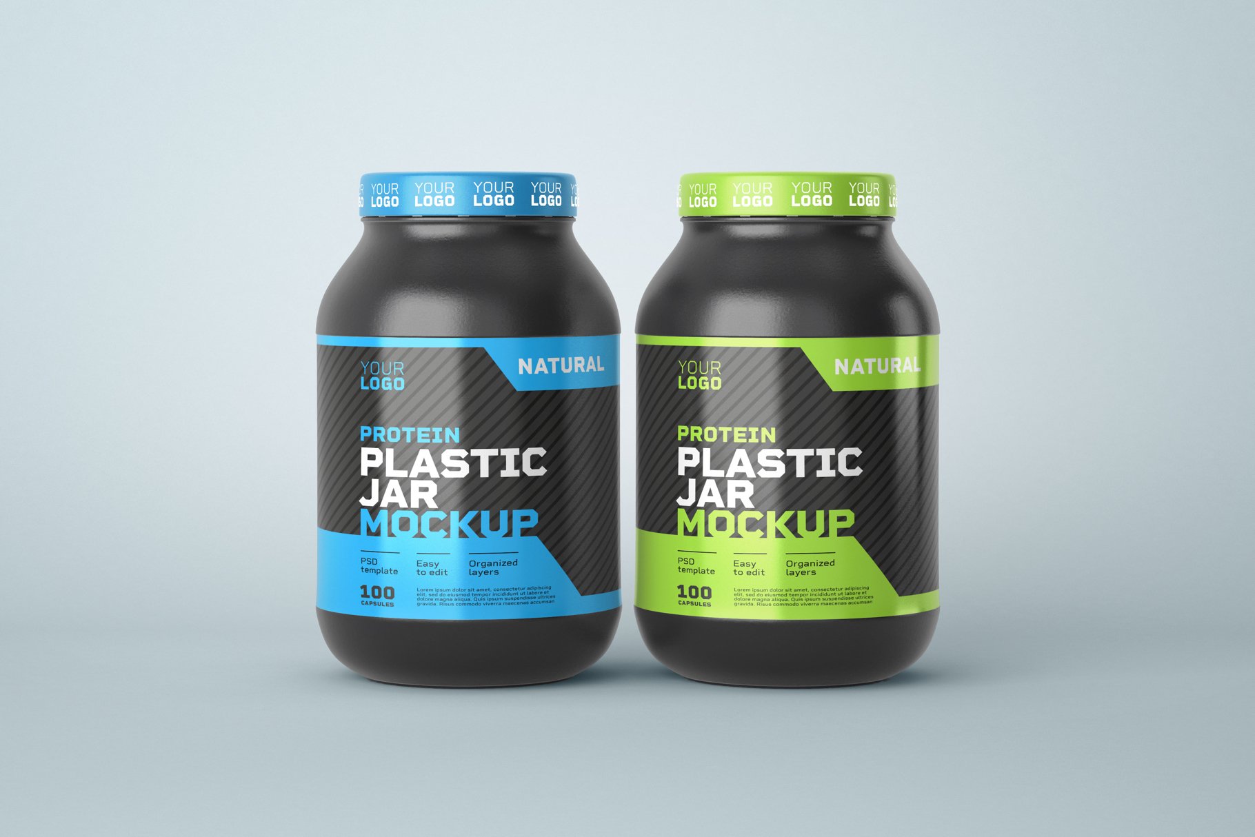 10款食物塑料罐标签设计展示样机模板 Food Supplement Plastic Jar Mockup_img_2