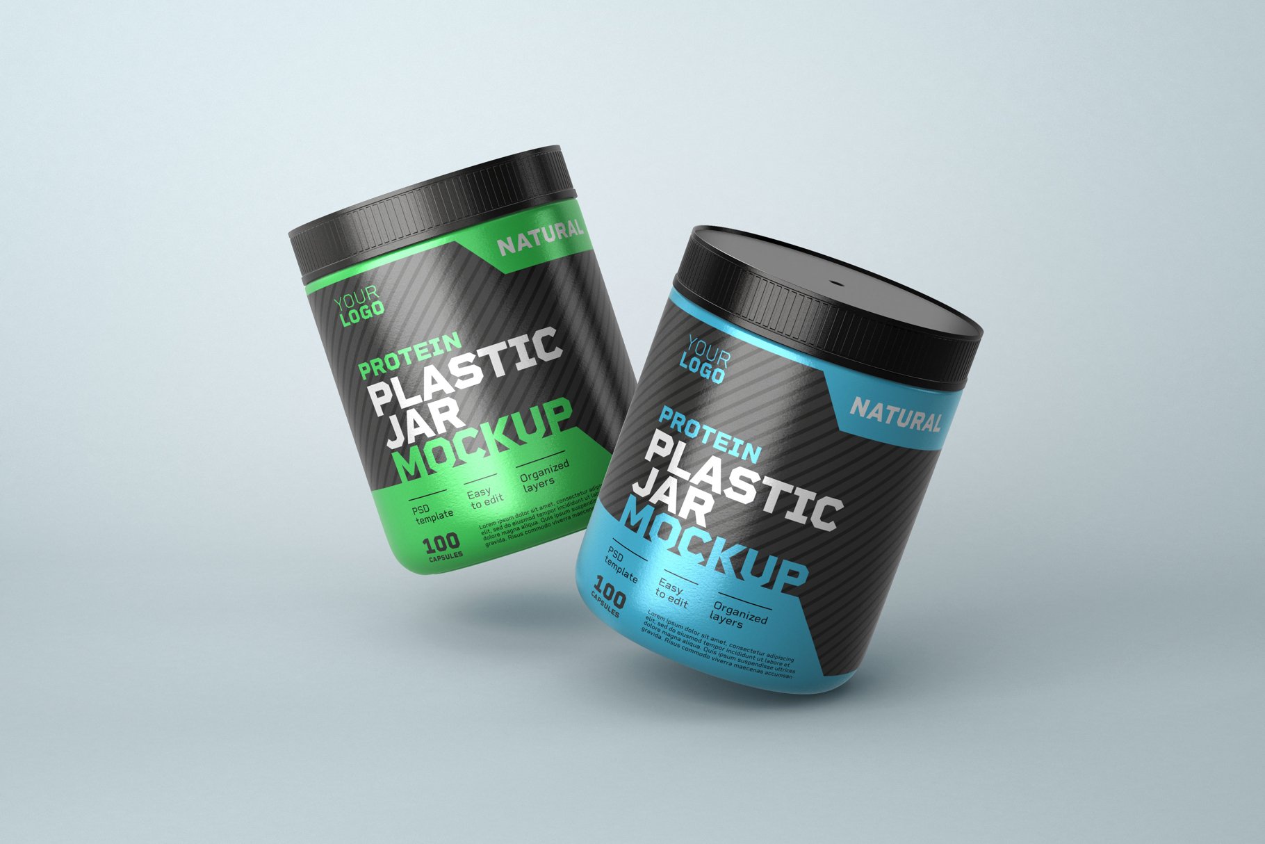 10款食物塑料罐标签设计展示样机模板 Food Supplement Plastic Jar Mockup_img_2