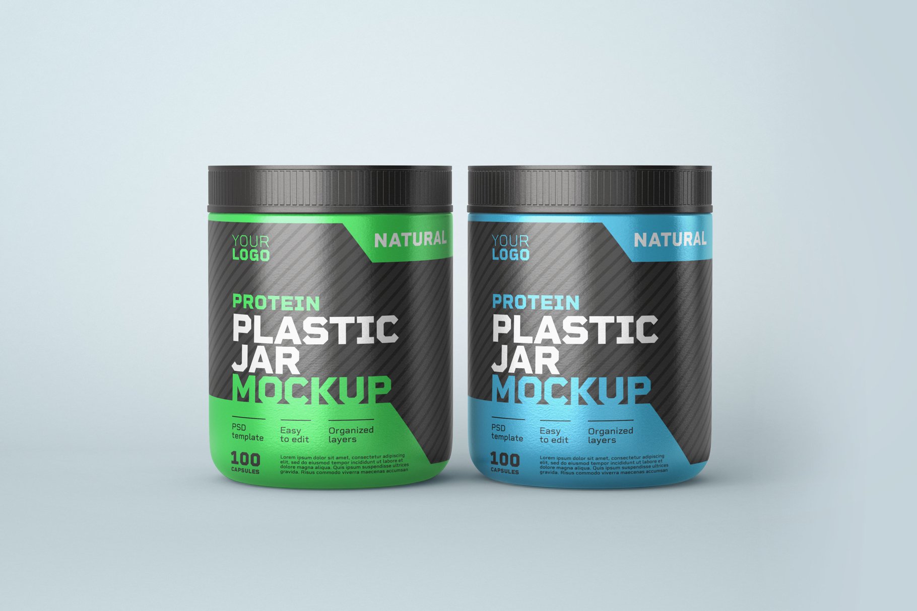 10款食物塑料罐标签设计展示样机模板 Food Supplement Plastic Jar Mockup_img_2