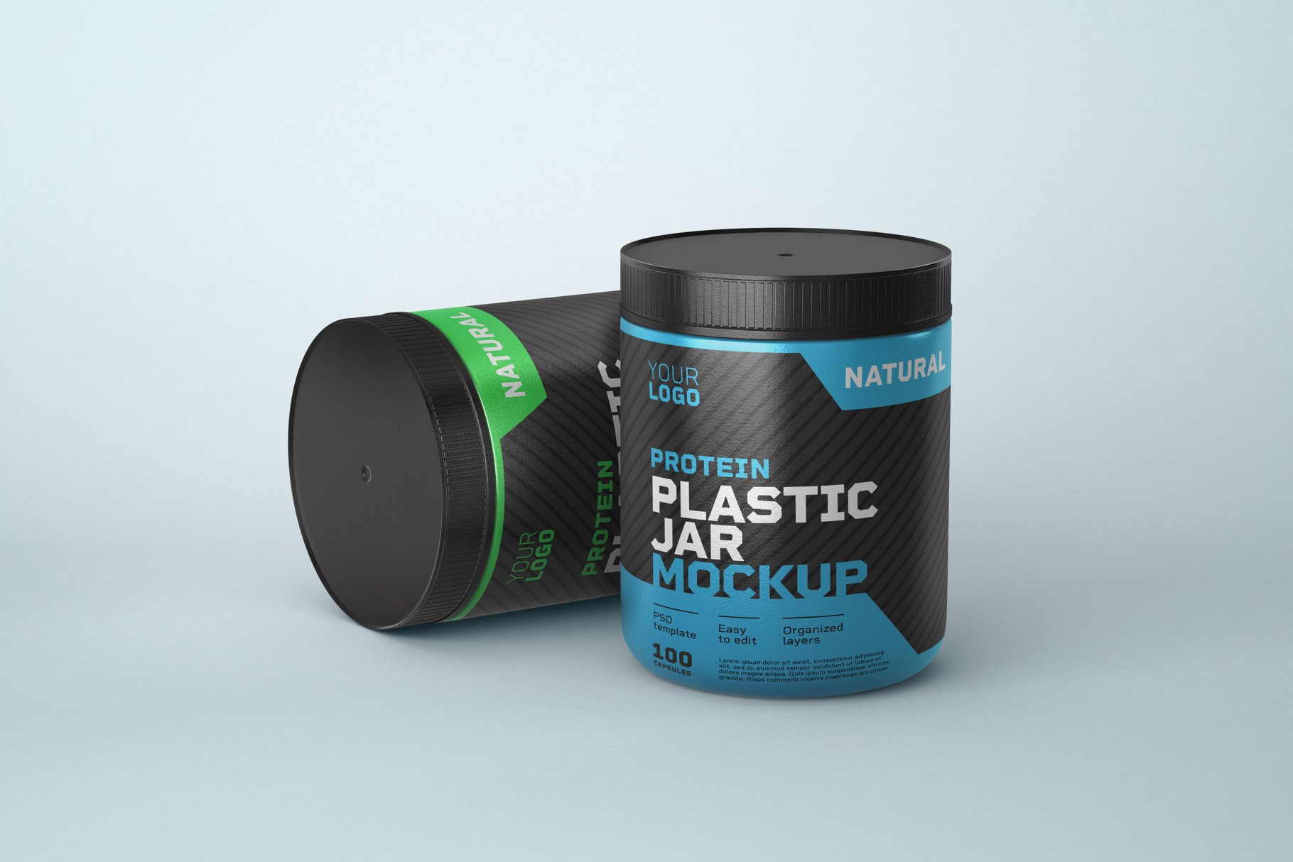 10款食物塑料罐标签设计展示样机模板 Food Supplement Plastic Jar Mockup_img_2