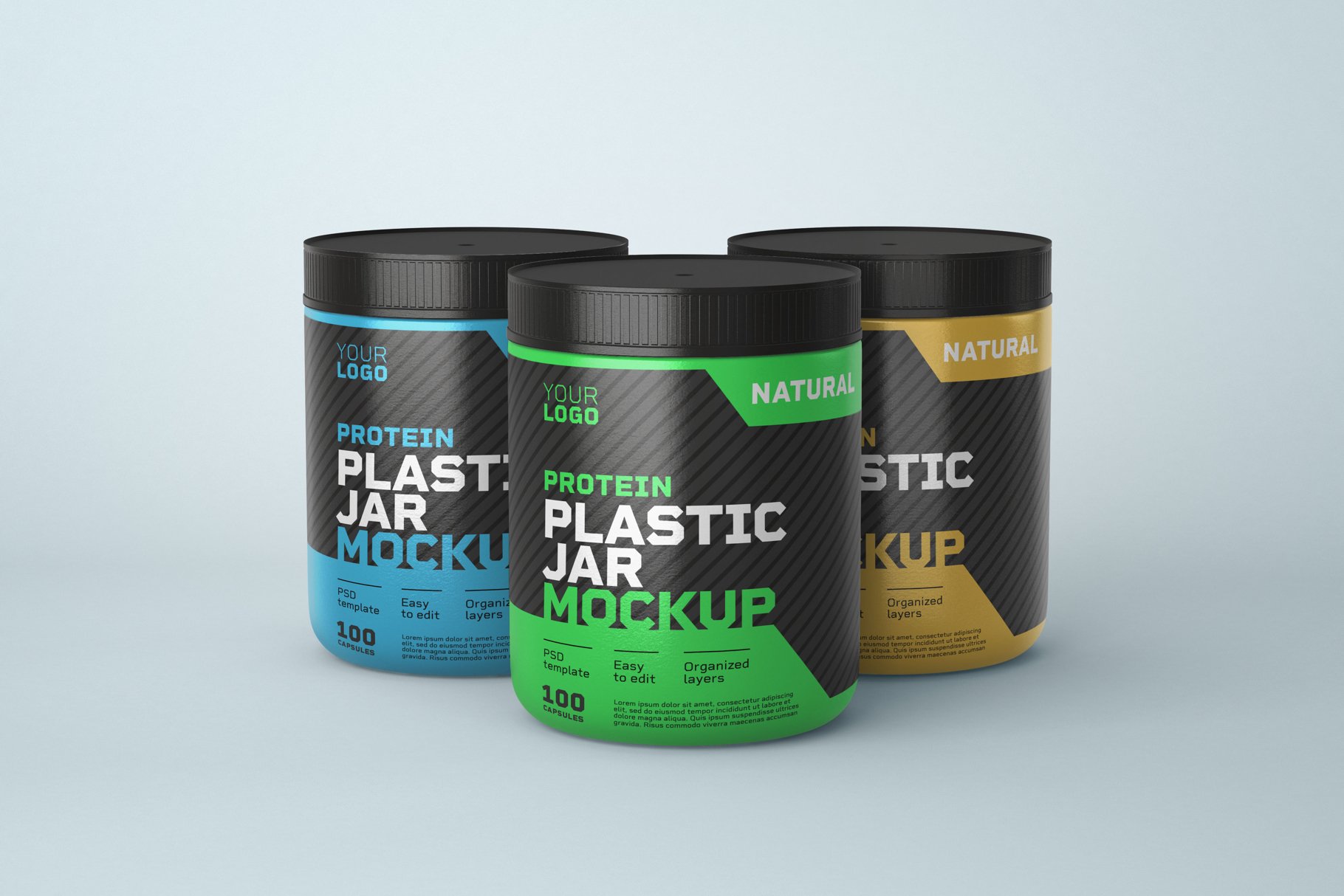 10款食物塑料罐标签设计展示样机模板 Food Supplement Plastic Jar Mockup_img_2