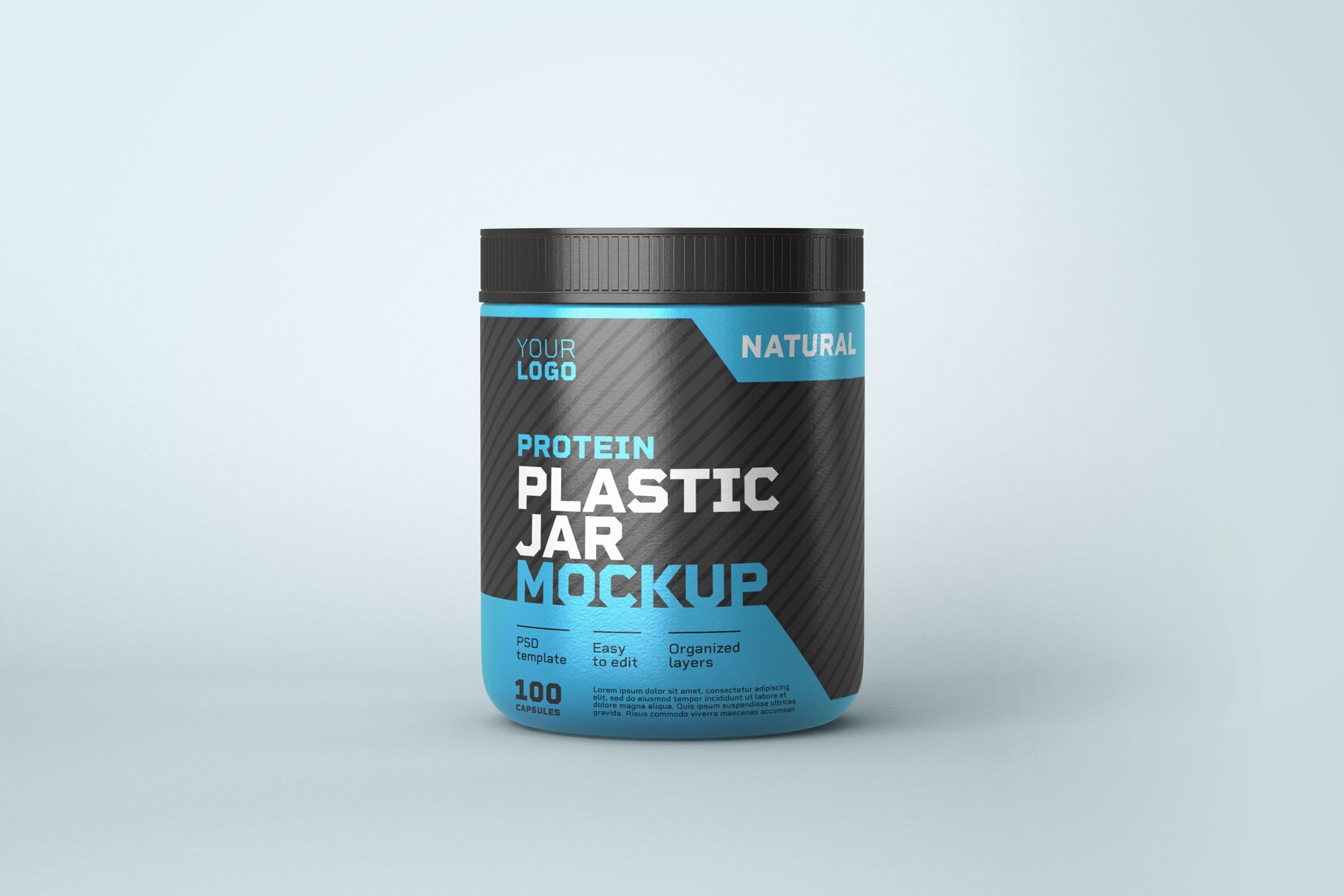 10款食物塑料罐标签设计展示样机模板 Food Supplement Plastic Jar Mockup_img_2