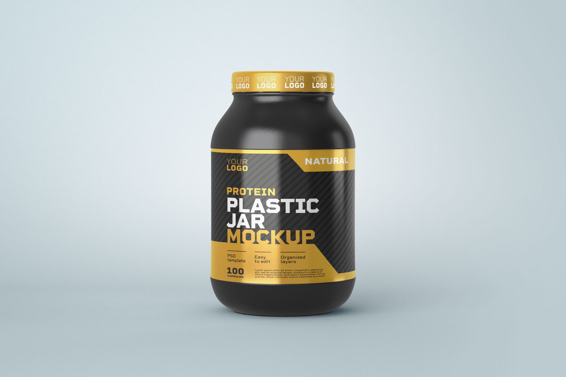 10款食物塑料罐标签设计展示样机模板 Food Supplement Plastic Jar Mockup_img_2