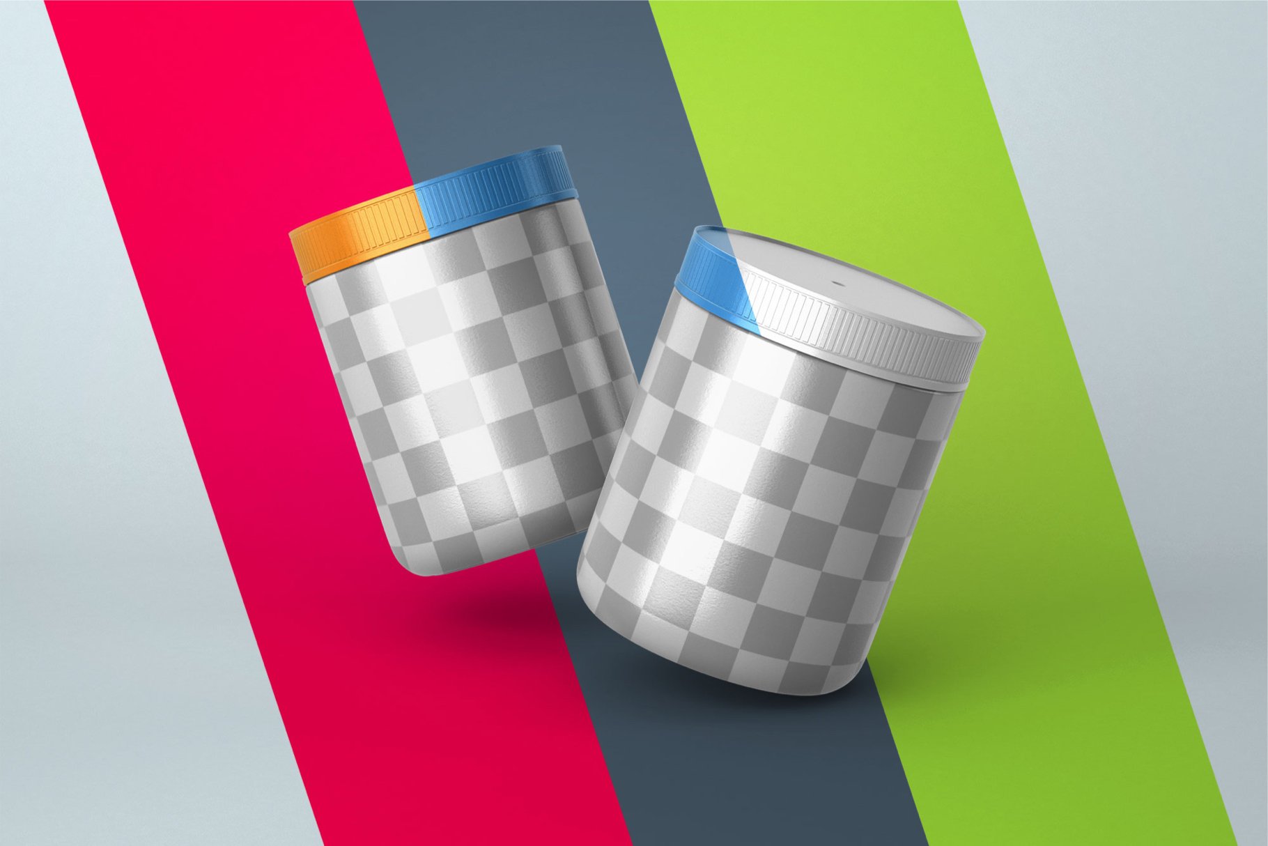 10款食物塑料罐标签设计展示样机模板 Food Supplement Plastic Jar Mockup_img_2