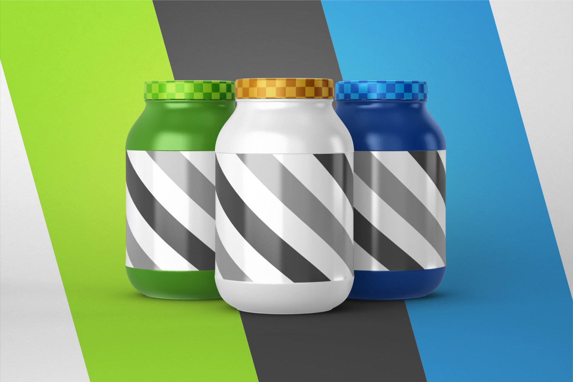 10款食物塑料罐标签设计展示样机模板 Food Supplement Plastic Jar Mockup_img_2