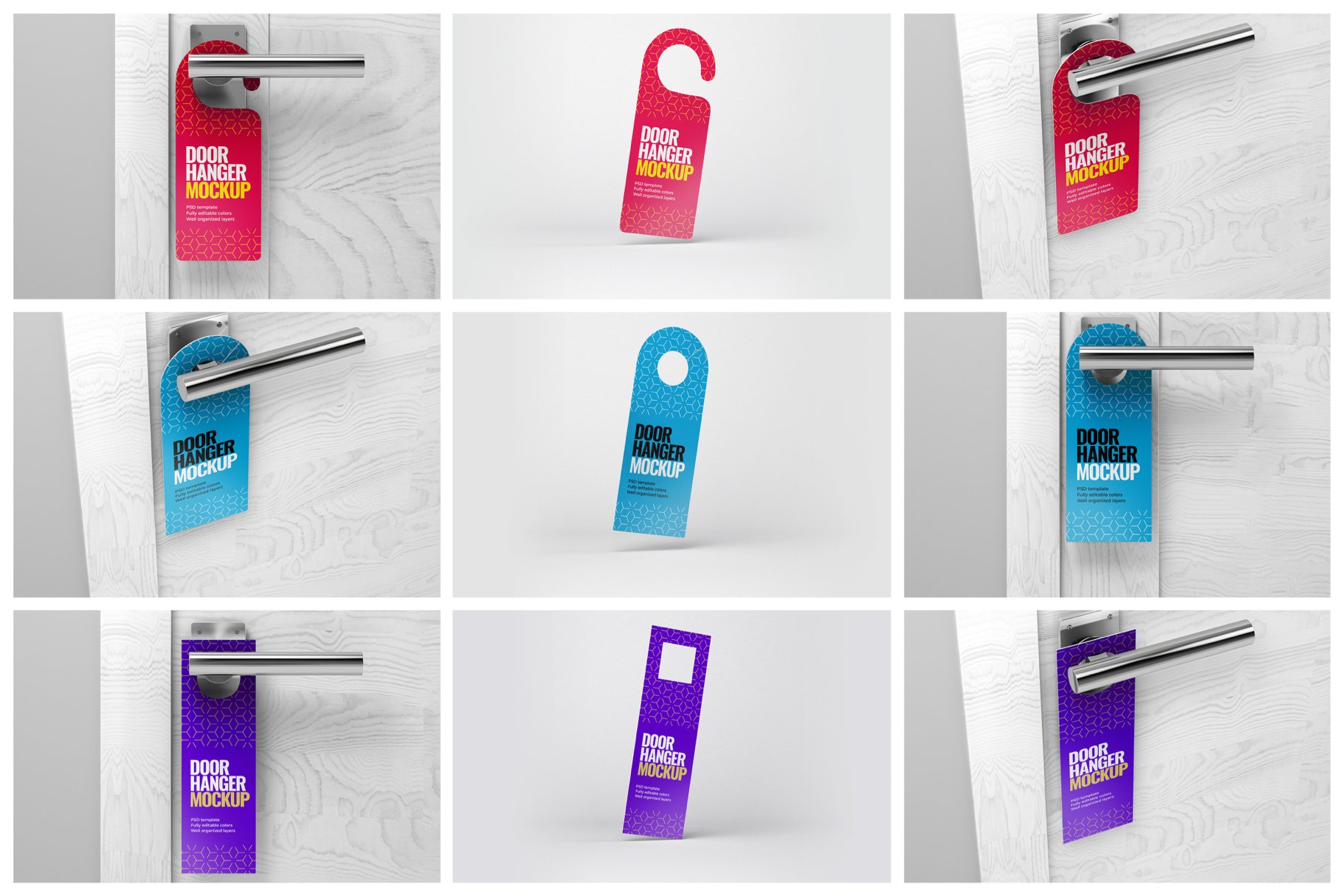 酒店门把手吊牌设计展示样机模板 Door Hanger Mockup Set_img_2