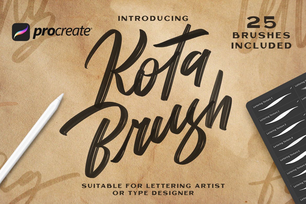 25款绘画画笔毛笔Procreate笔刷 Kota Brush Lettering - Procreate Brush_img_2