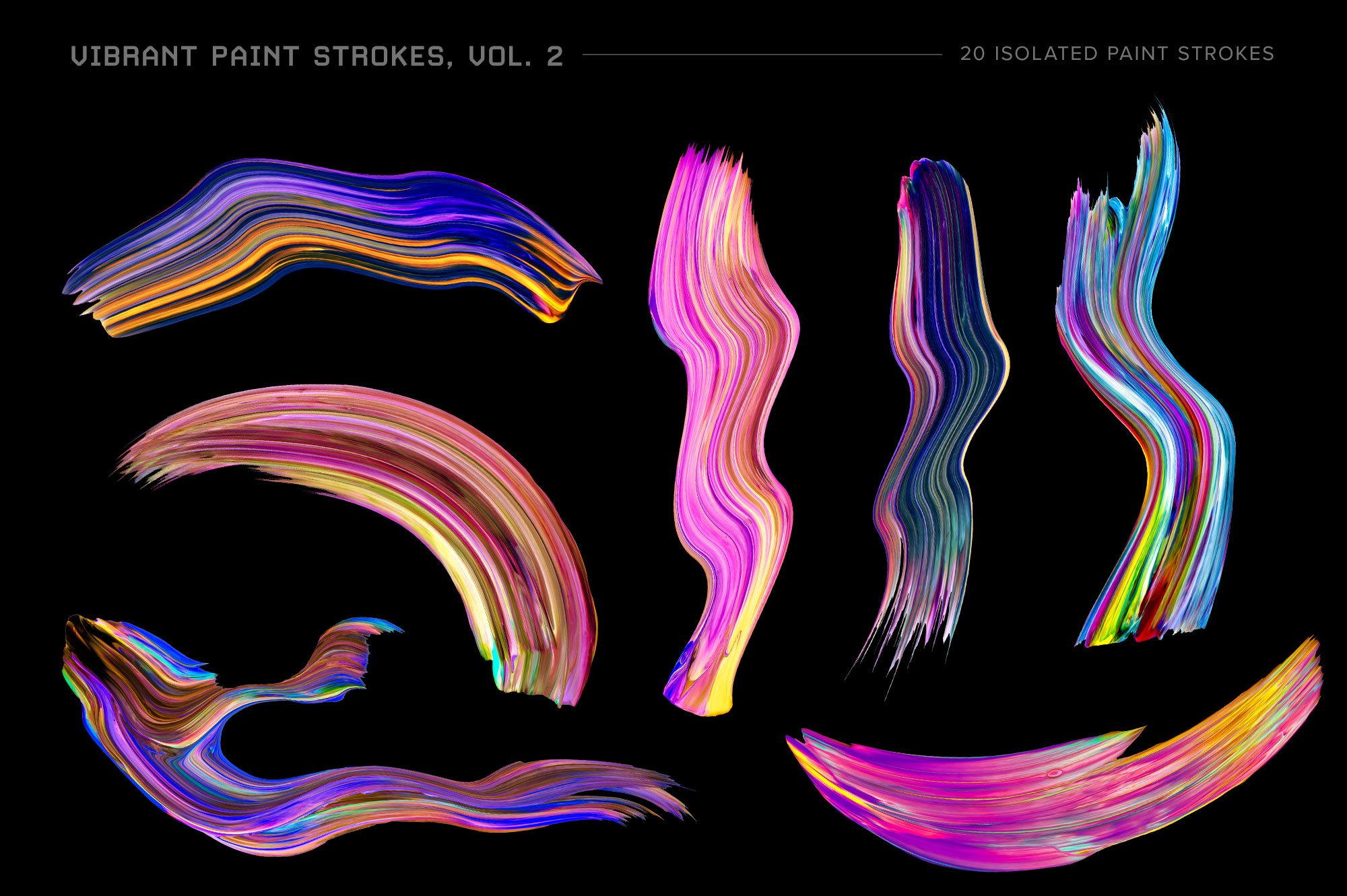 创意炫彩绘画颜料丙烯酸笔刷海报主视觉广告设计PS素材 Vibrant Paint Strokes Vol. 2_img_2