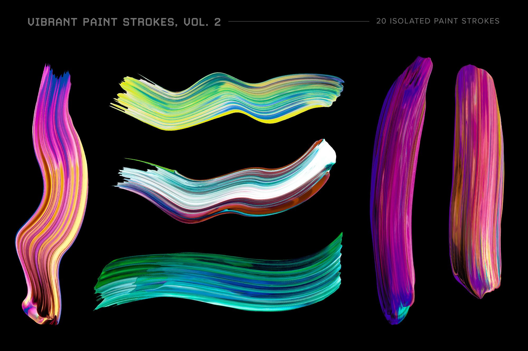创意炫彩绘画颜料丙烯酸笔刷海报主视觉广告设计PS素材 Vibrant Paint Strokes Vol. 2_img_2