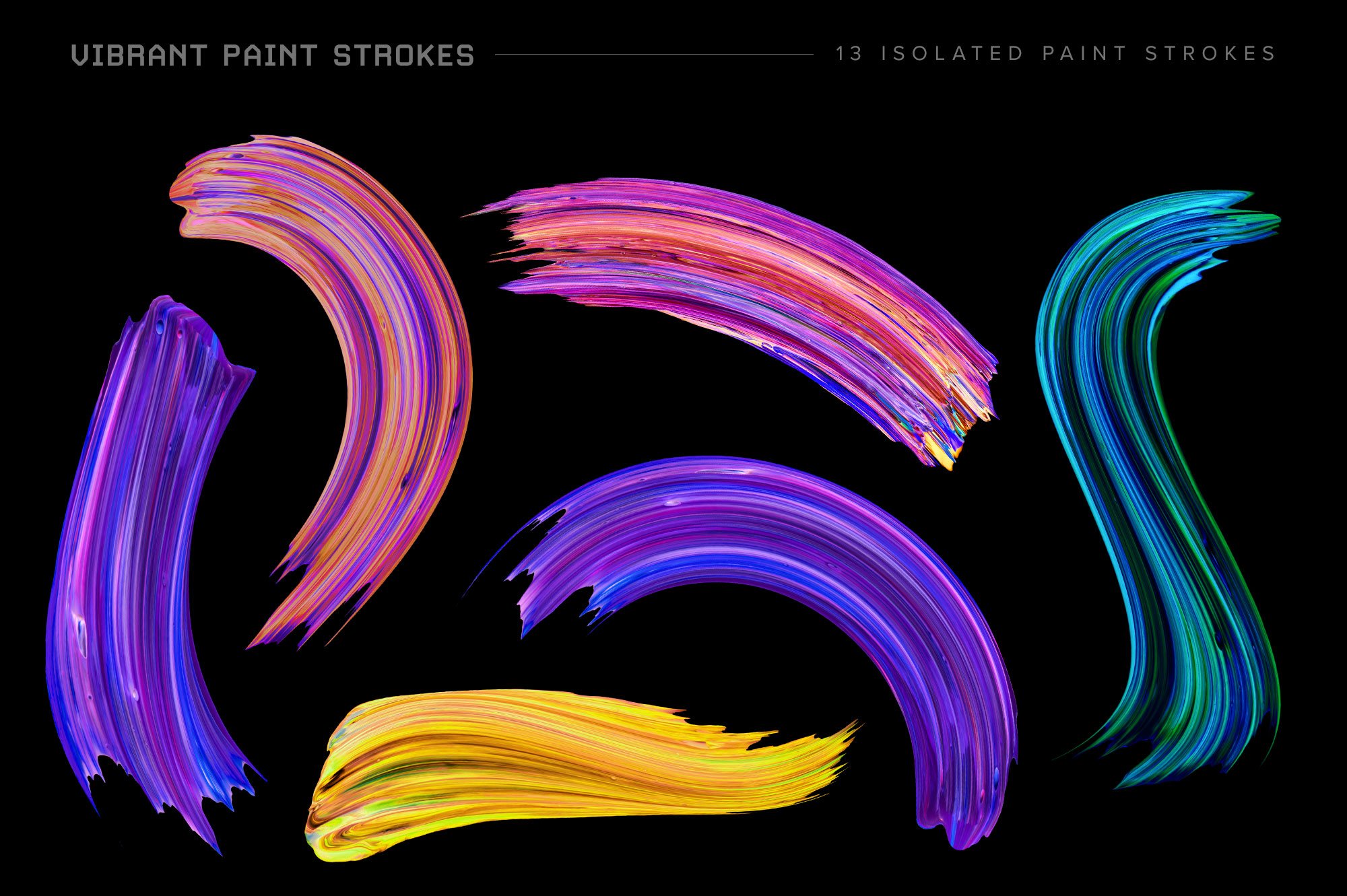 创意炫彩绘画颜料笔刷海报主视觉广告设计PS素材 Vibrant Paint Strokes_img_2