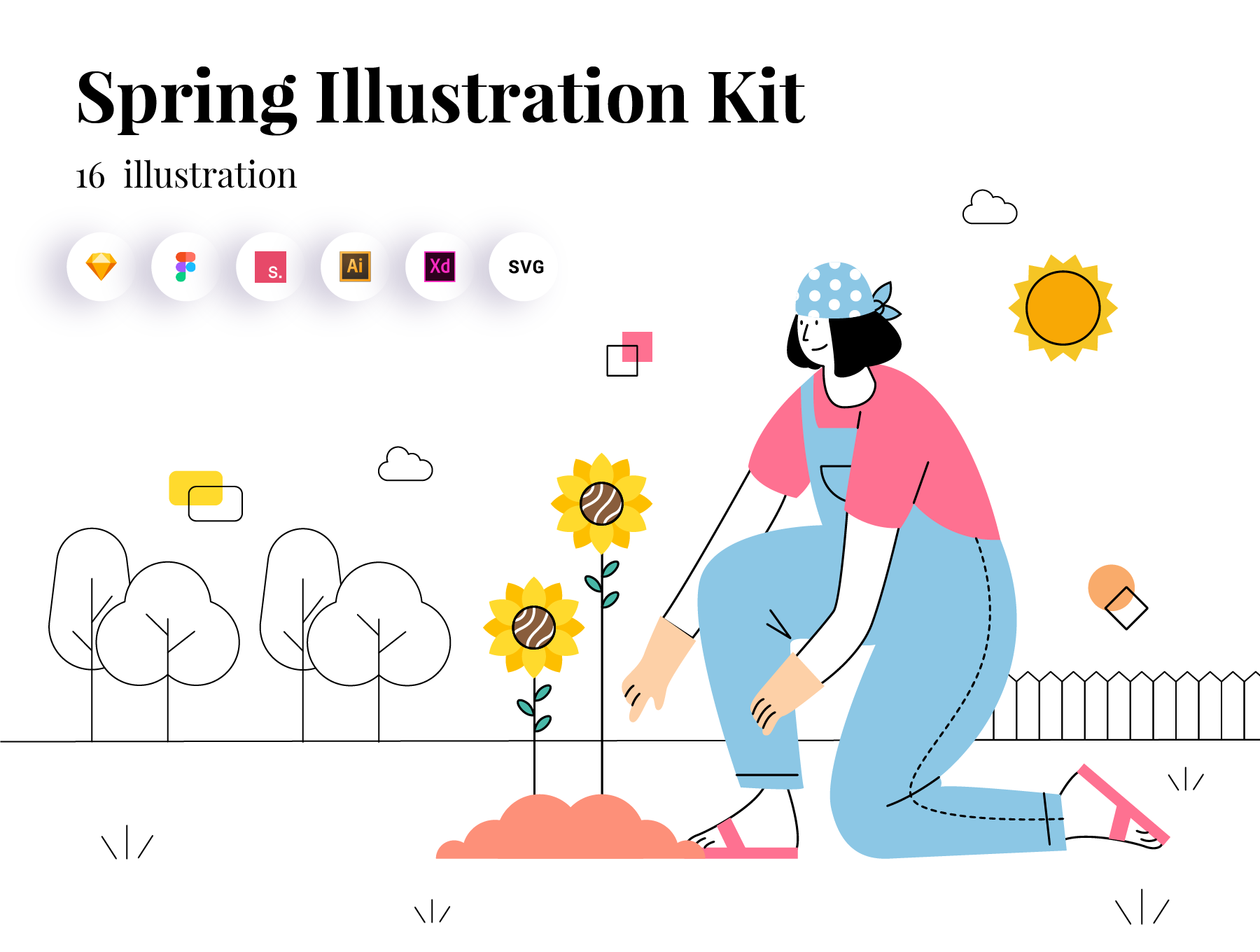 精美春天场景主题矢量插图素材 Spring Illustration Kit_img_2