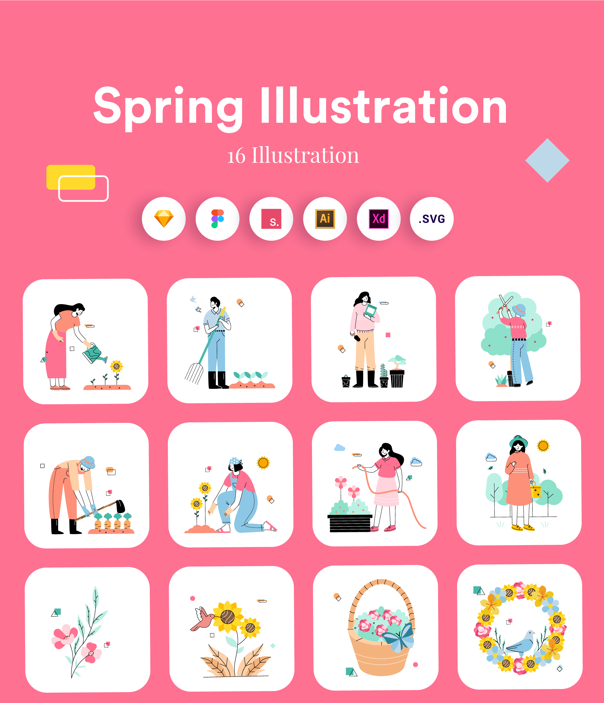 精美春天场景主题矢量插图素材 Spring Illustration Kit_img_2