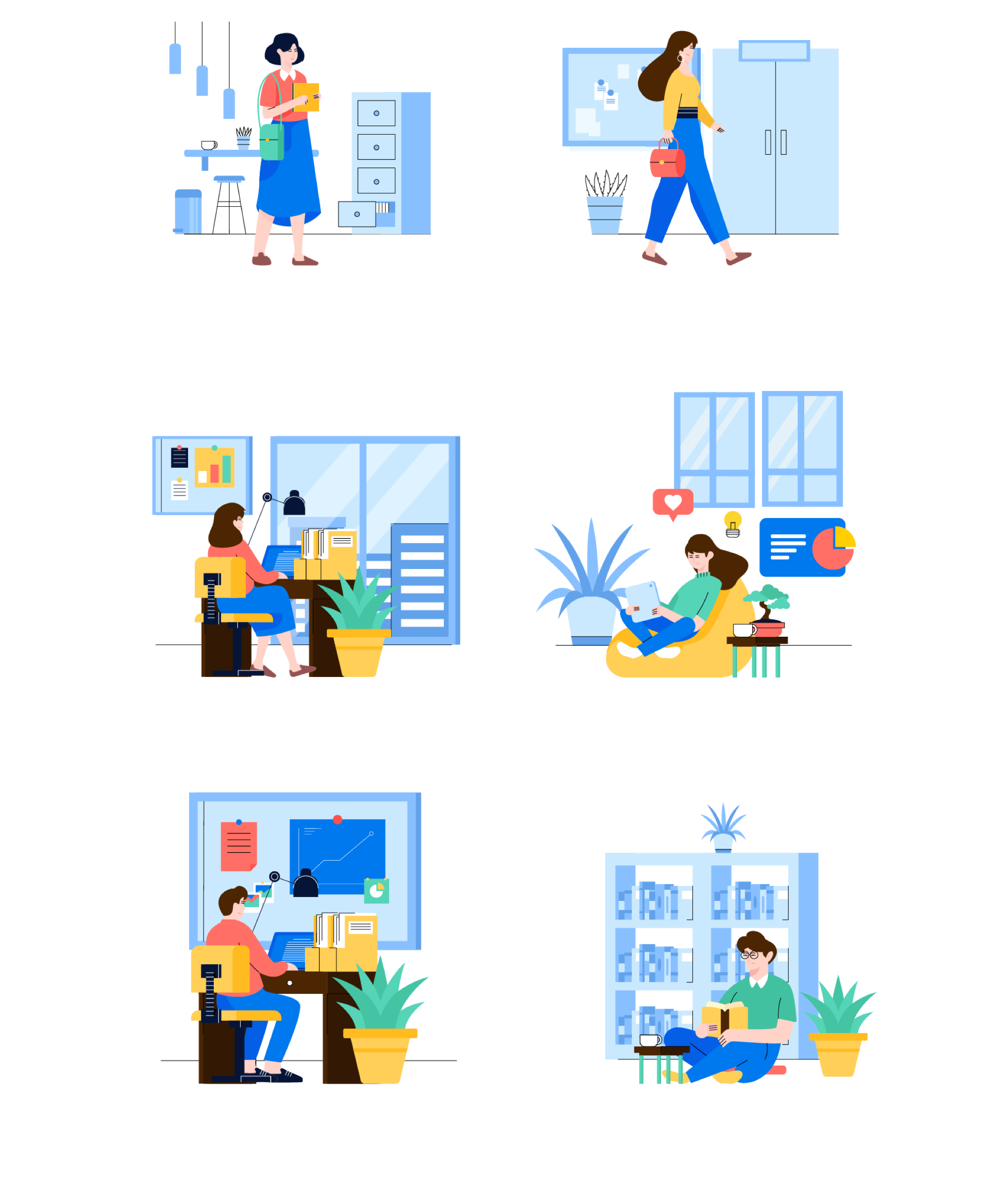 办公室场景主题矢量插图素材 Lembur - Office Illustration KIT_img_2