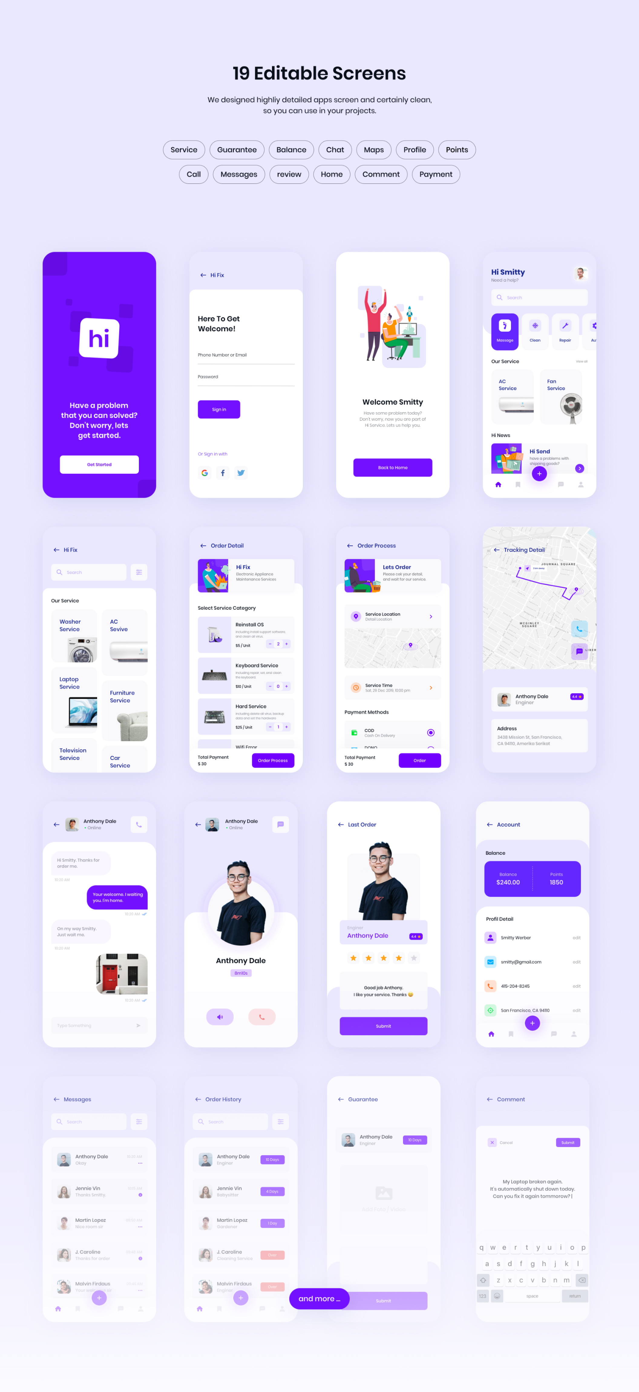 现代时尚社会服务电器维修APP UI套件 Hi - Social Service App UI KIT_img_2