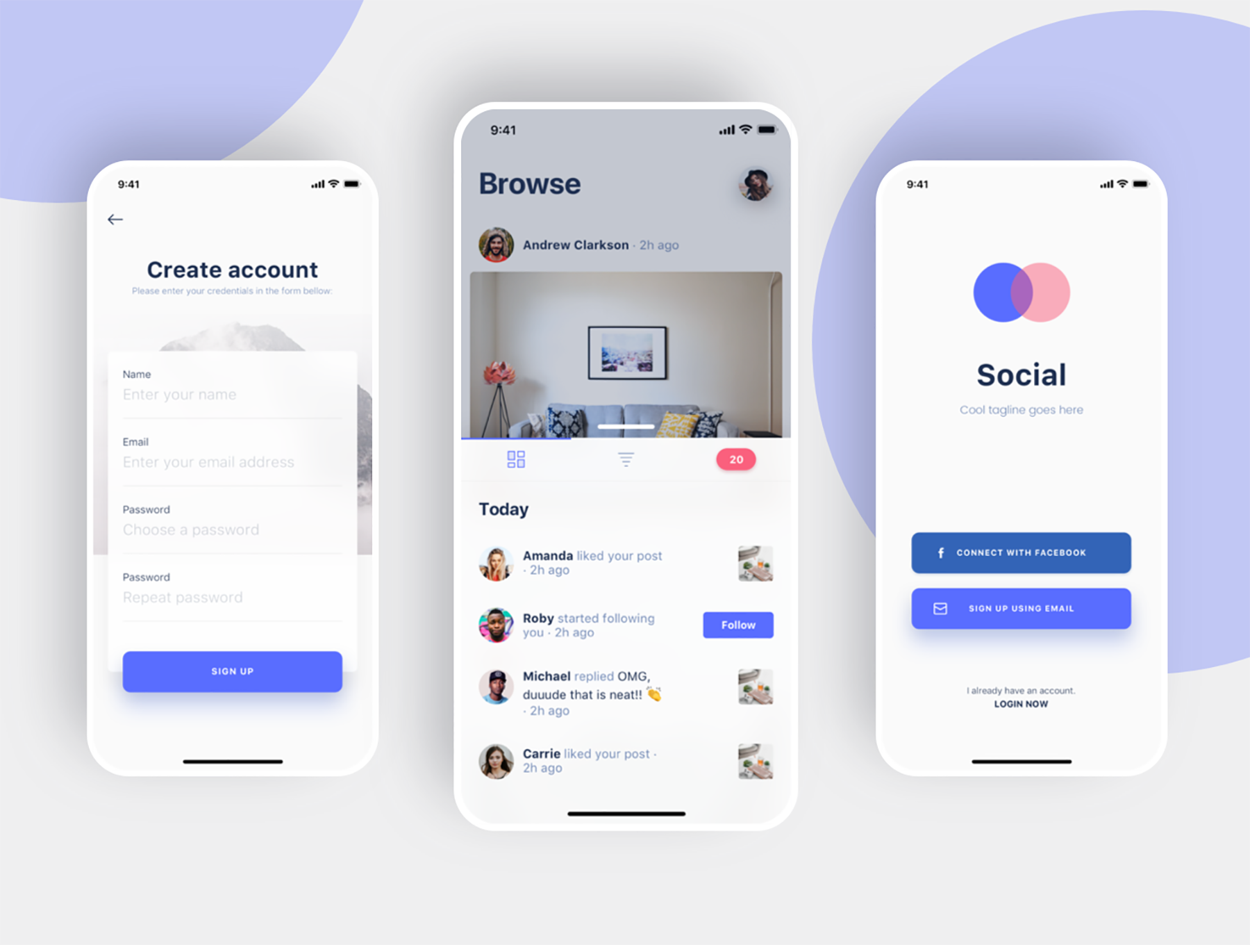 精美社交IOS应用APP设计UI套件 Social iOS App UI Kit_img_2