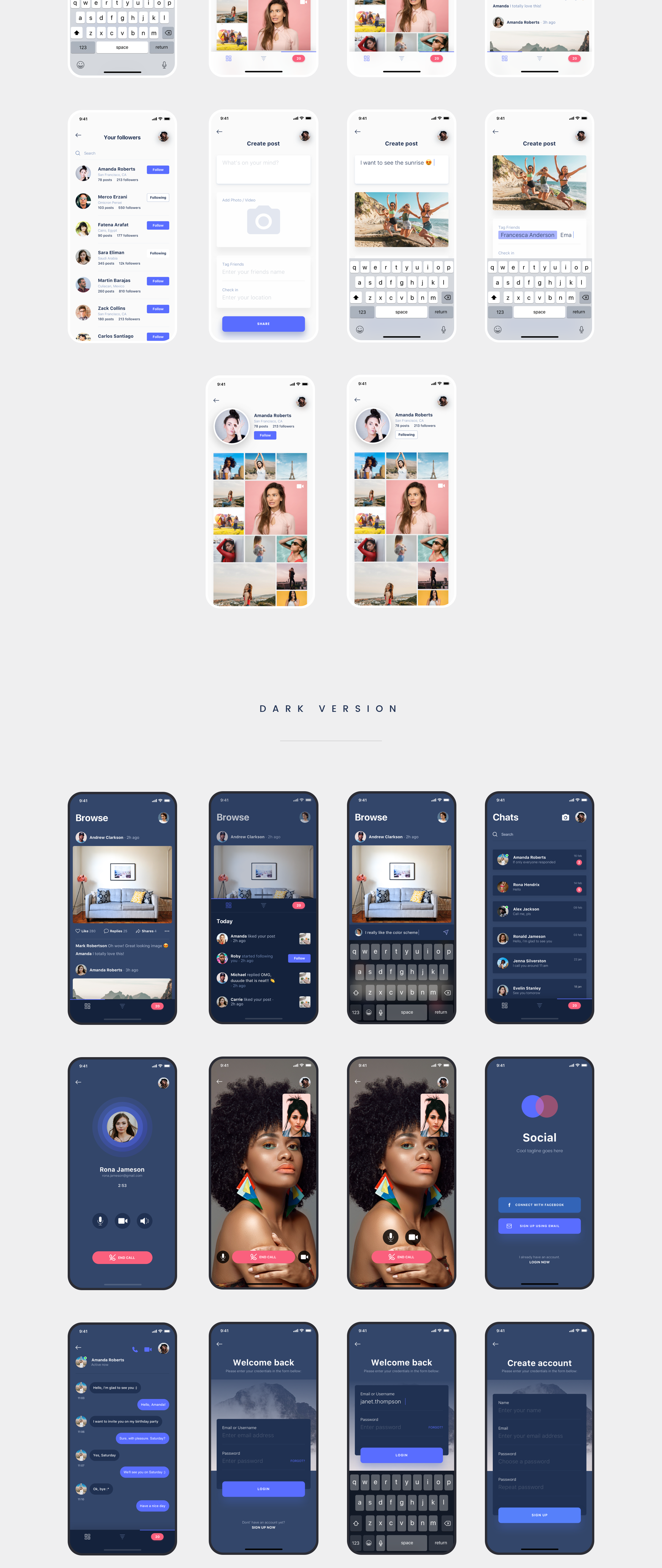 精美社交IOS应用APP设计UI套件 Social iOS App UI Kit_img_2