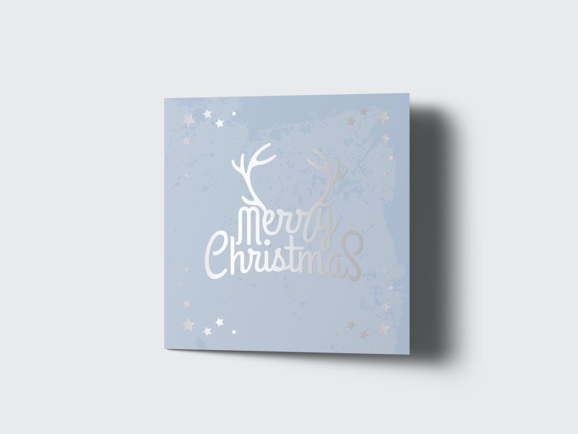 方形铝箔压印效果贺卡卡片设计展示样机 Square Greeting Card Mockup With Foil Stamping_img_2