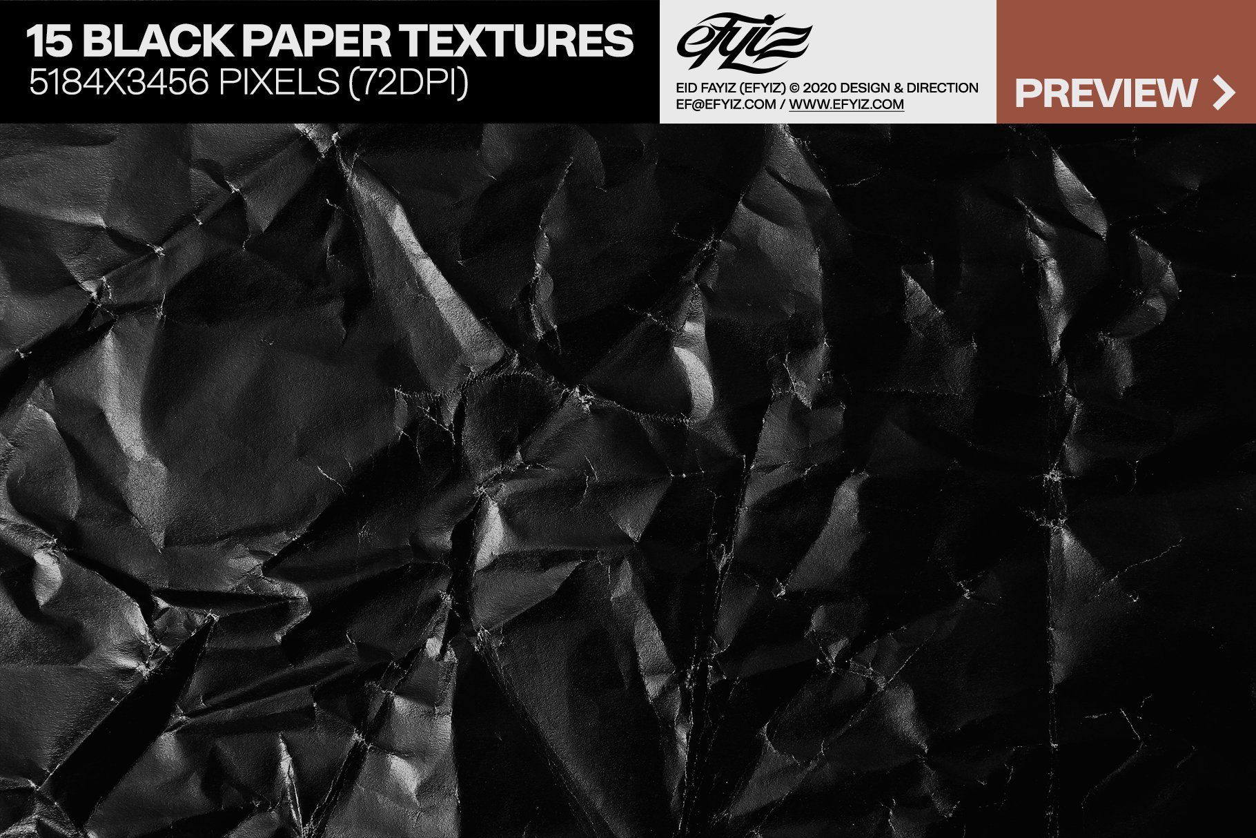 15款高清黑色褶皱折叠纸纹理JPG图片素材 15 Black Paper Textures_img_2