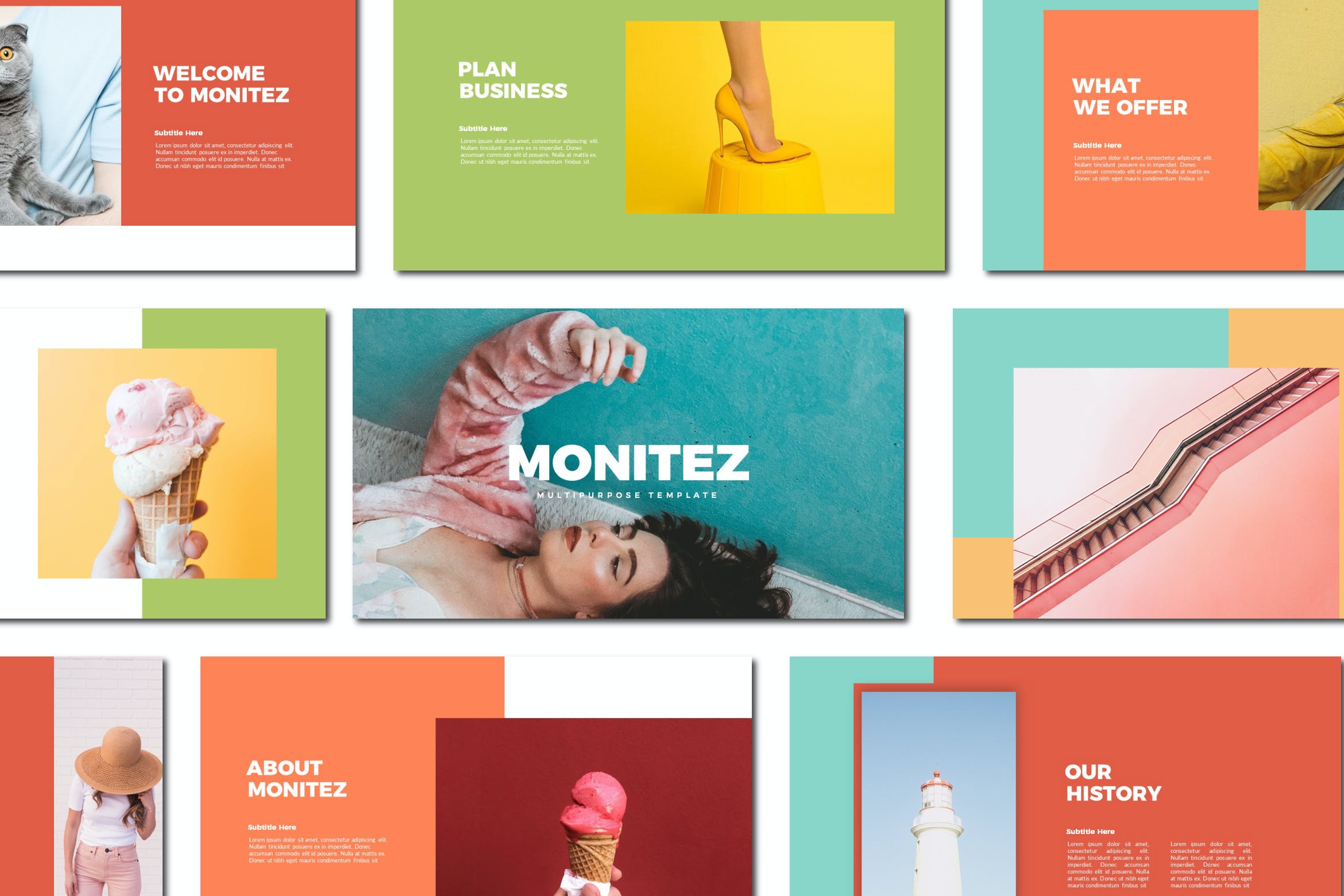 多彩产品营销策划案幻灯片设计模板 Monitez - Powerpoint Templates_img_2