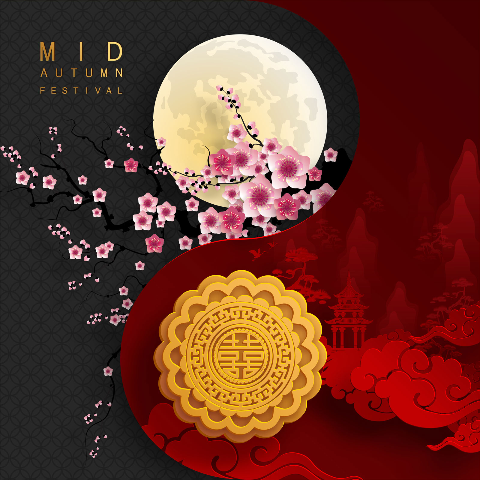 38款中国风中秋节主视觉海报插画AI广告设计素材源文件 Mid Autumn Festival Vector Pattern_img_2