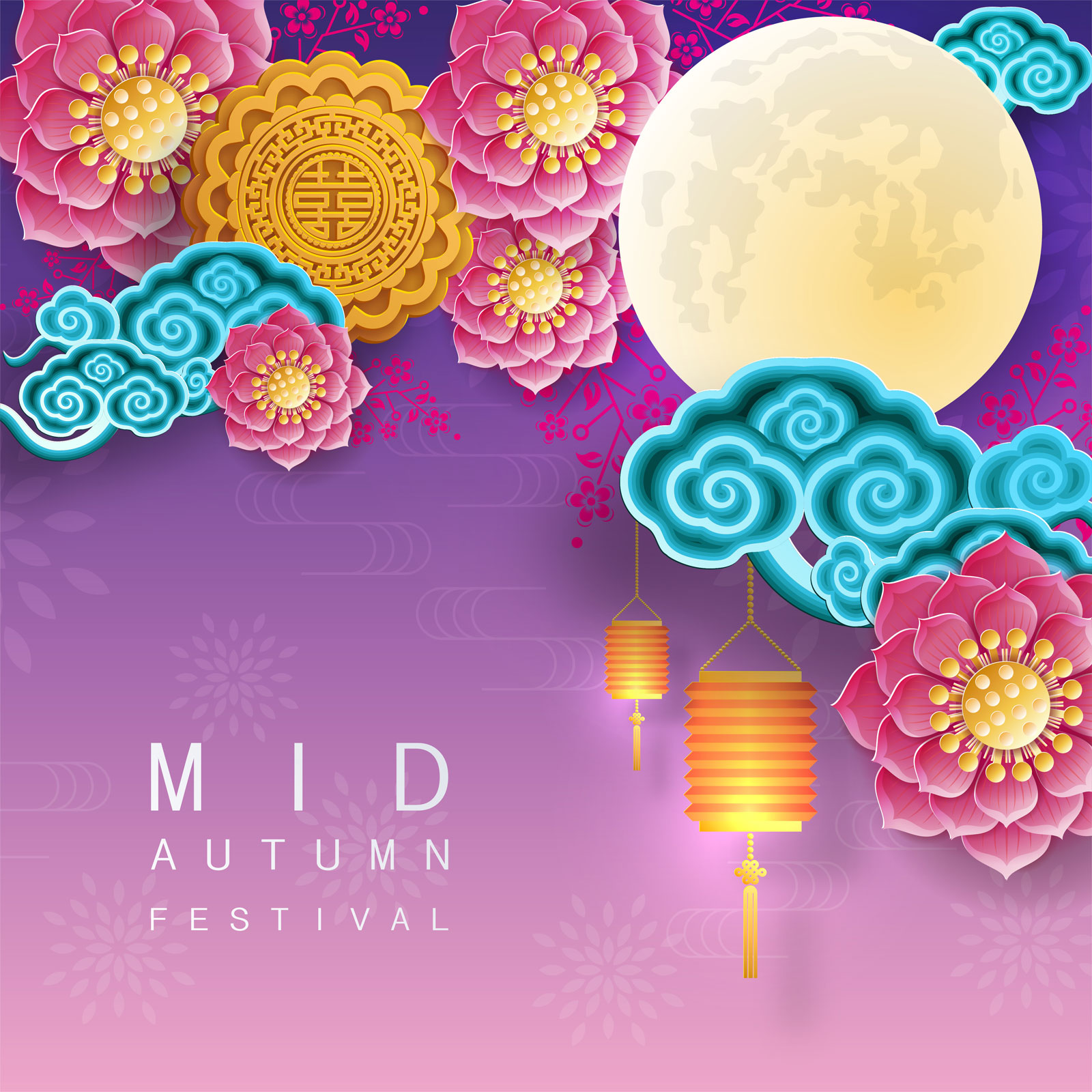 38款中国风中秋节主视觉海报插画AI广告设计素材源文件 Mid Autumn Festival Vector Pattern_img_2